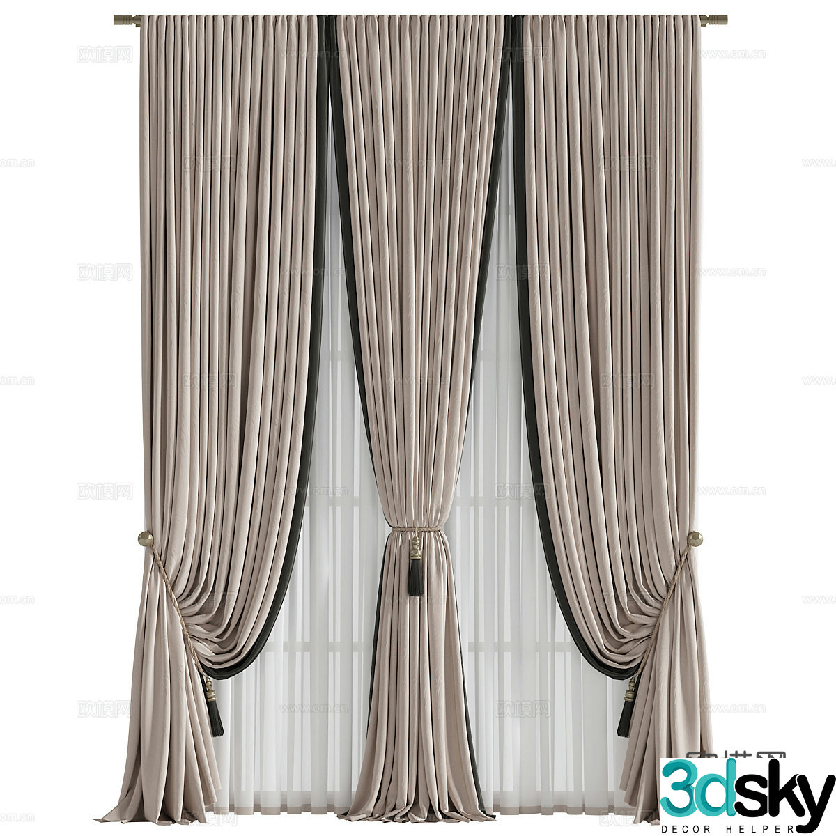 New Chinese style fabric curtain 3D model