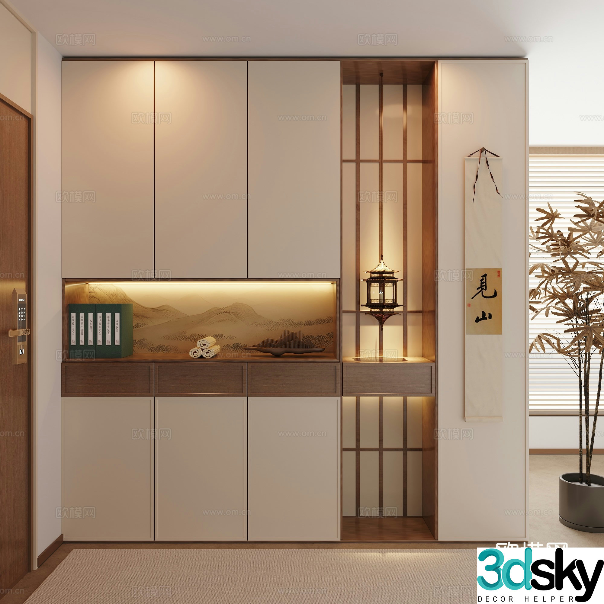 New Chinese style porch cabinet Song family porch cabinet Entrance porch cabinet Functional porch cabinet Entrance porch shoe cabinet 3D model
