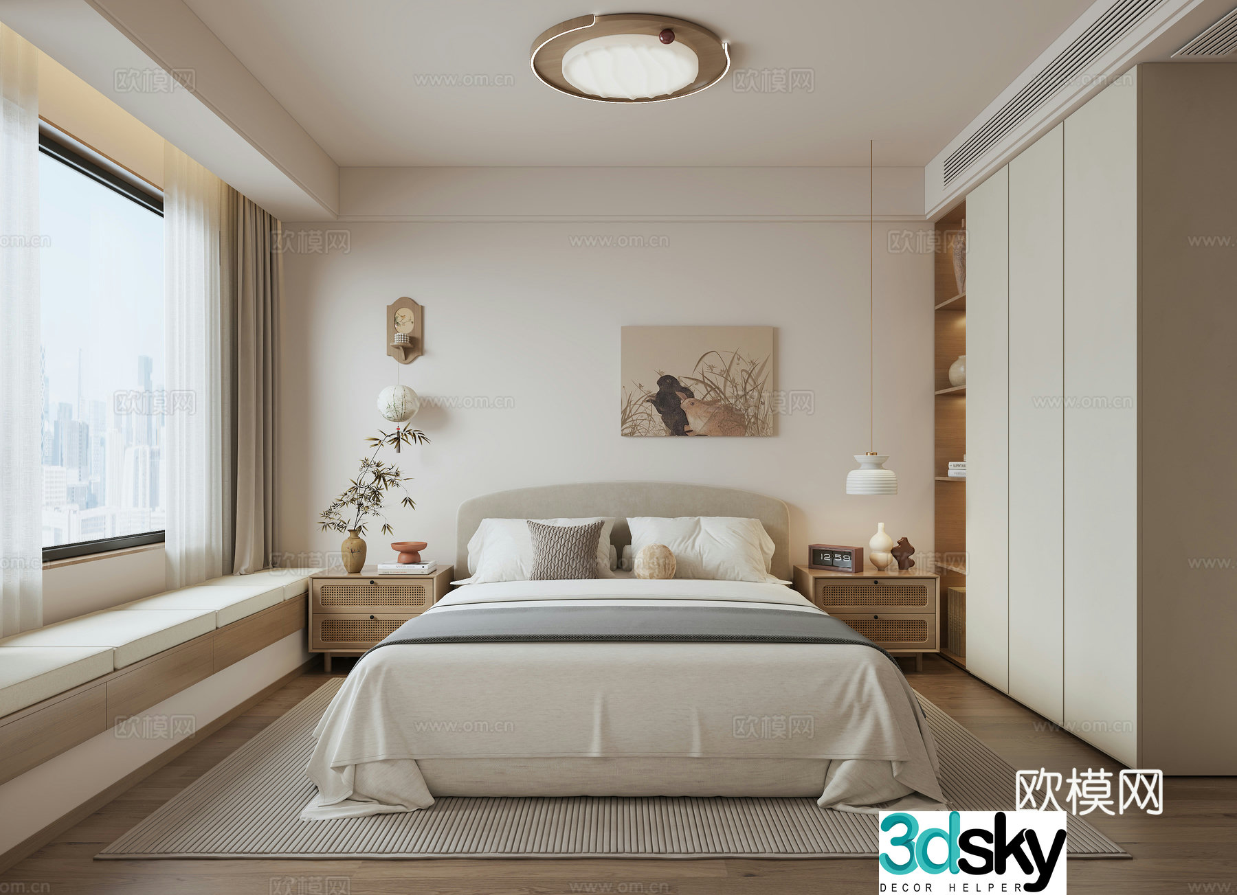 Jingji bedroom Zen bedroom Natural wind bedroom Song family bedroom 3d model