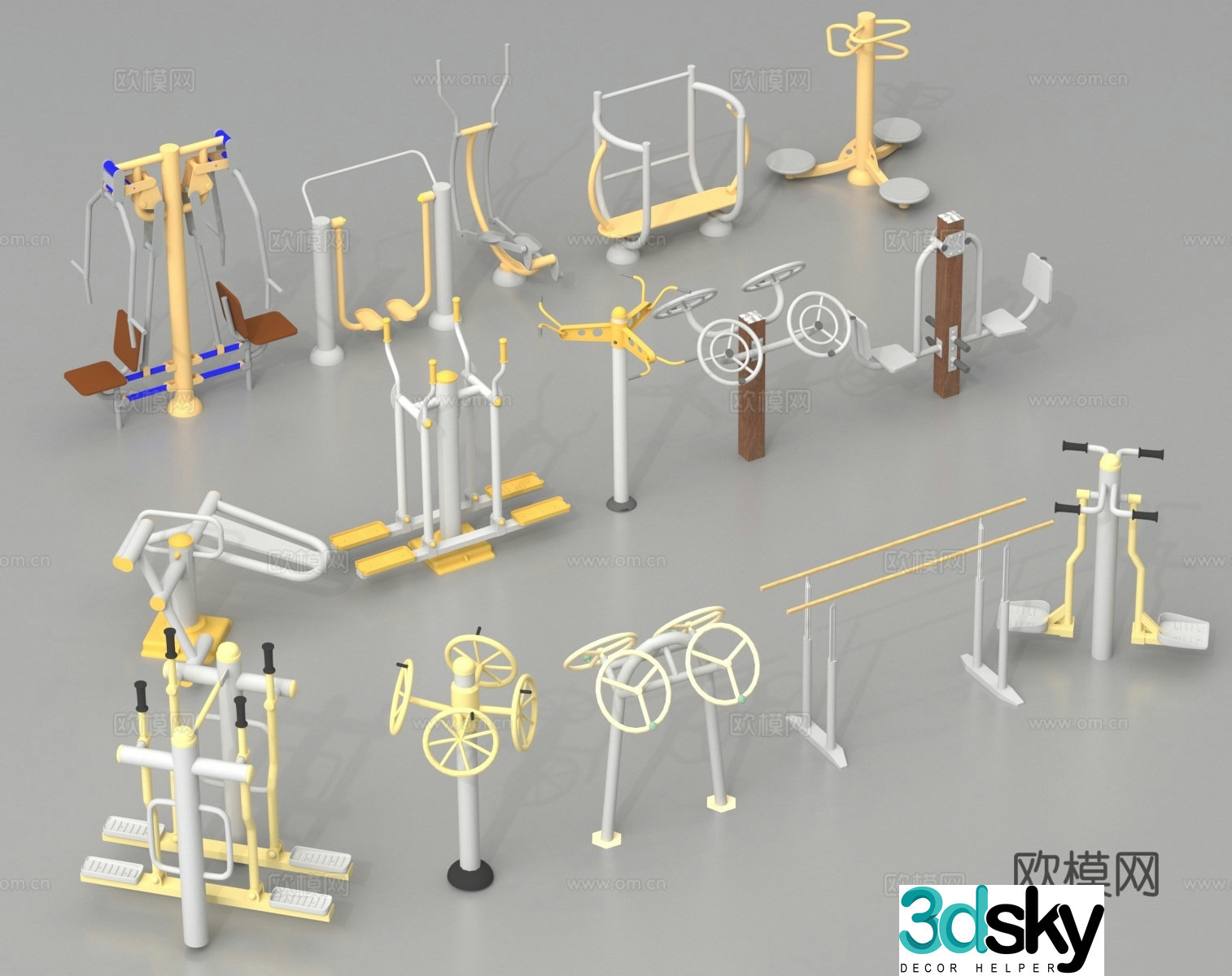 Outdoor fitness equipment, public fitness equipment, sports equipment 3D model