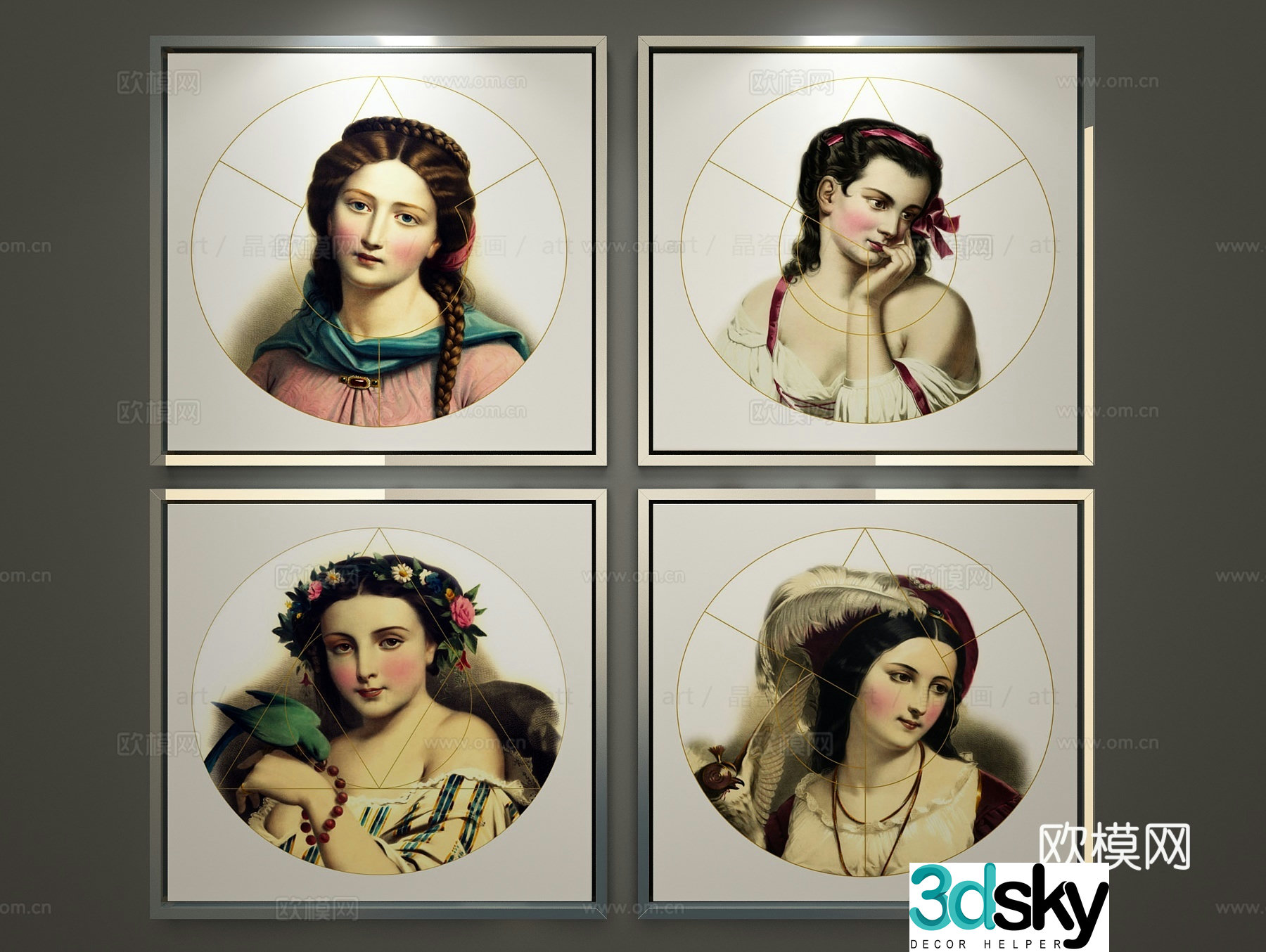 Modern minimalist decorative painting 3d model