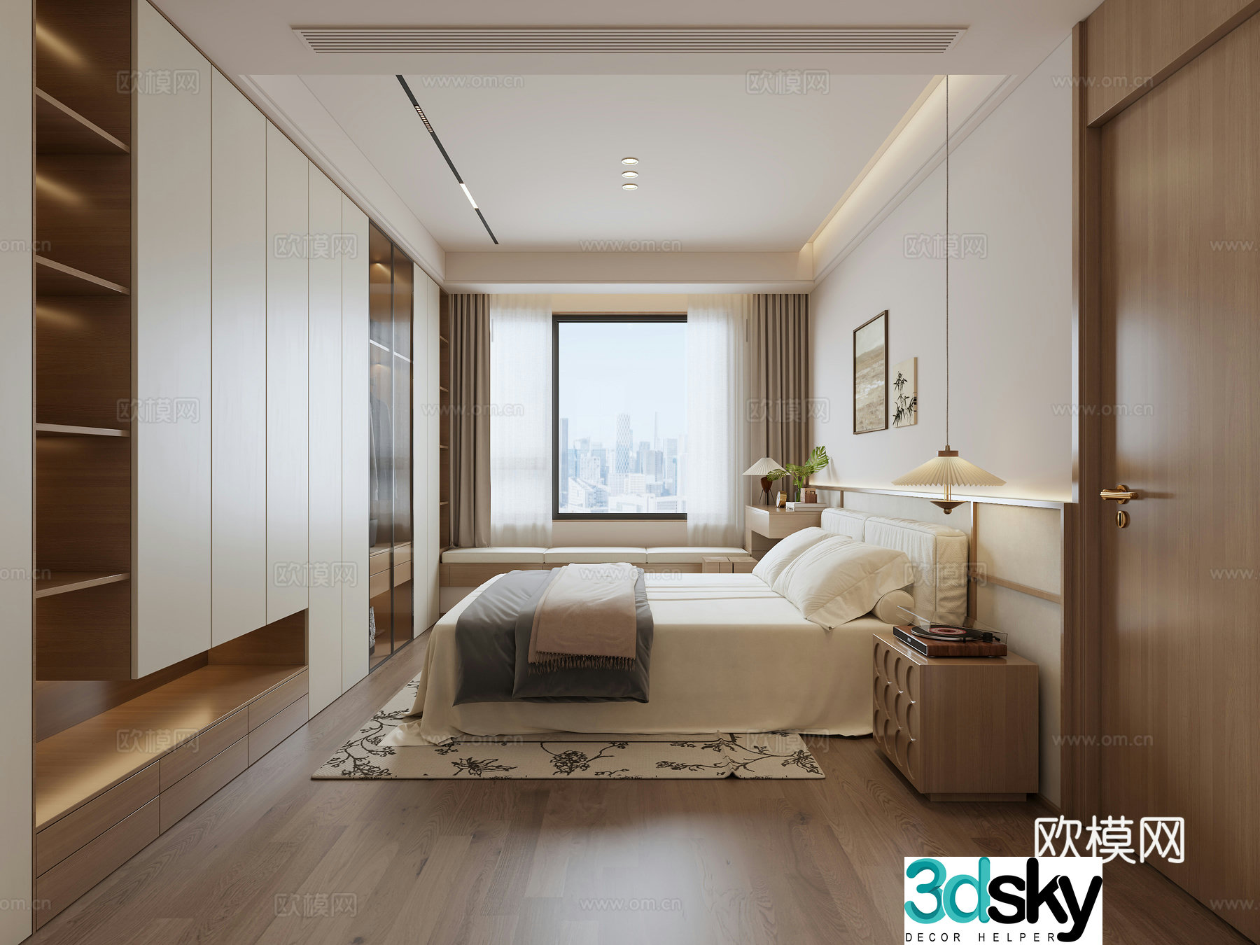 Modern natural style bedroom silence bedroom retro bedroom bedroom without owner light 3D model