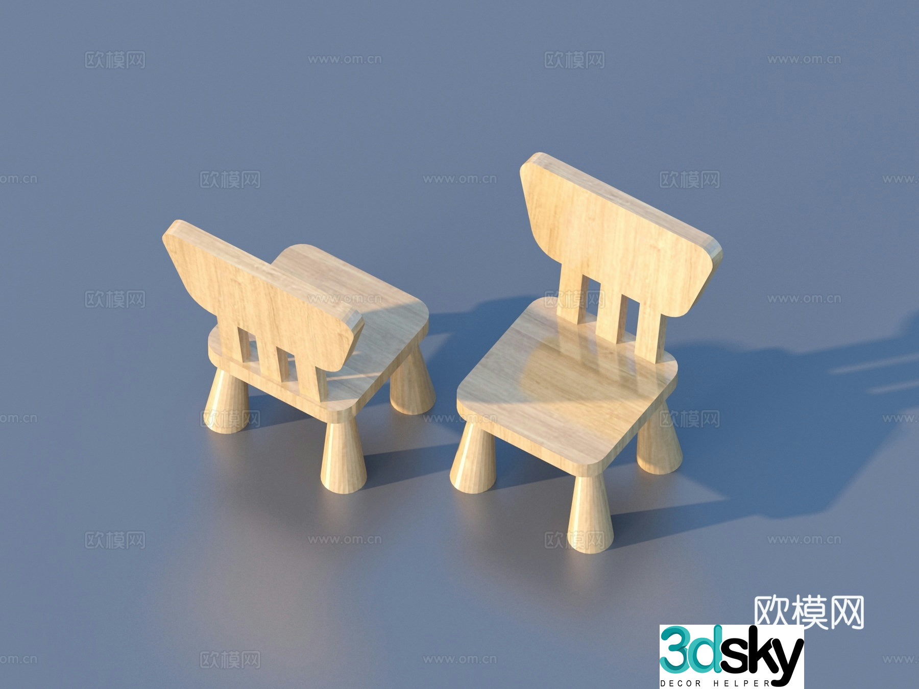 Stool Solid Wood Stool 3D Model