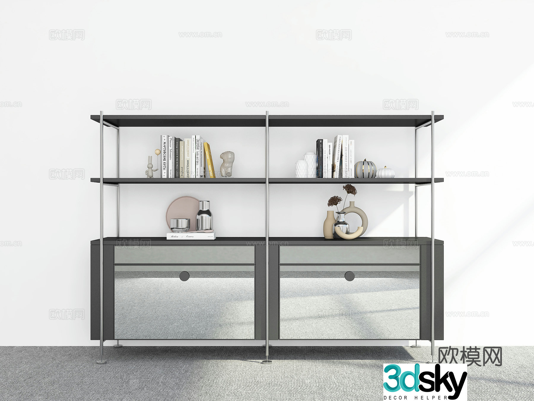 Modern bookshelf 3d model