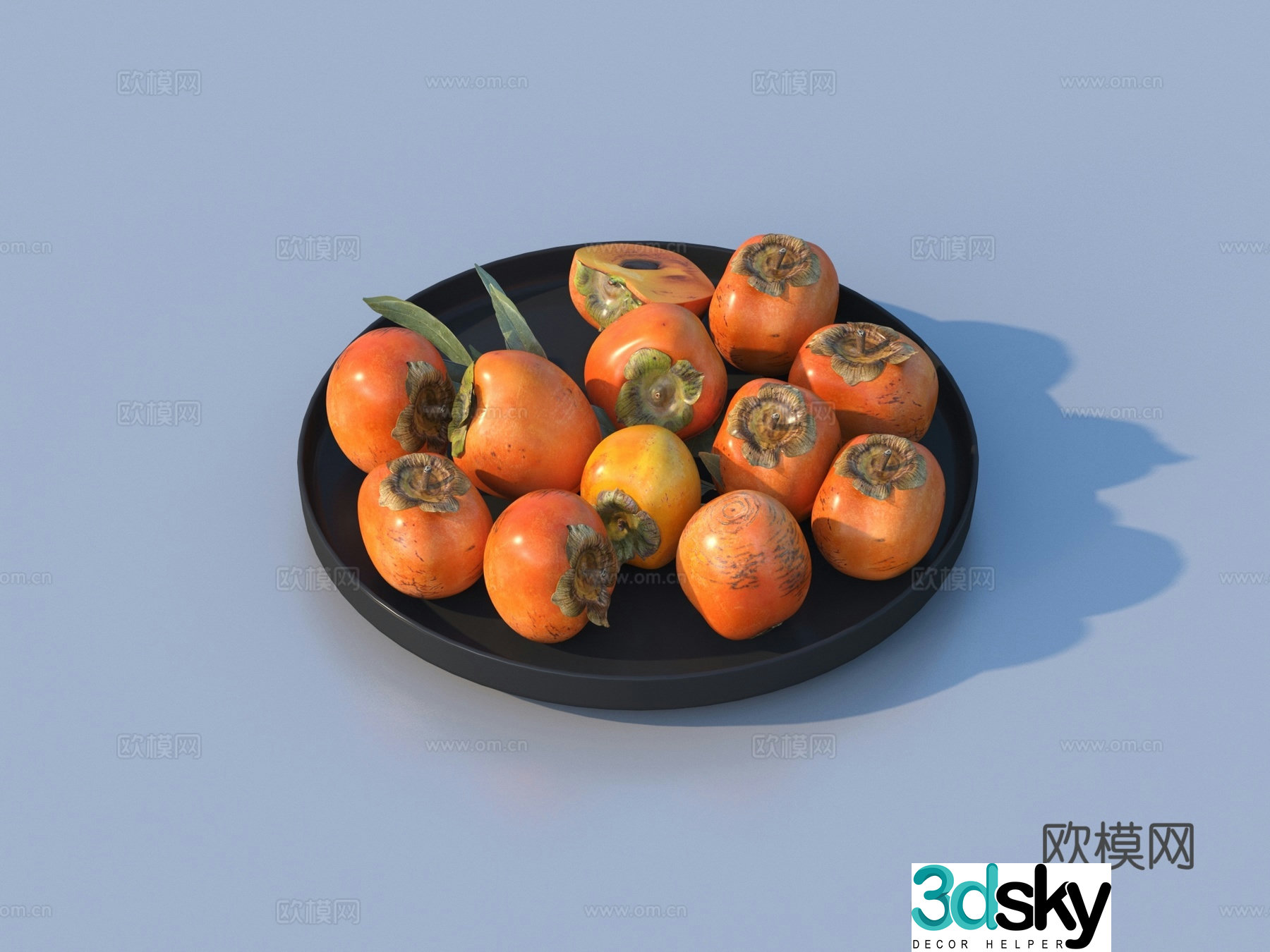 Persimmon fruit fruit plate 3d model