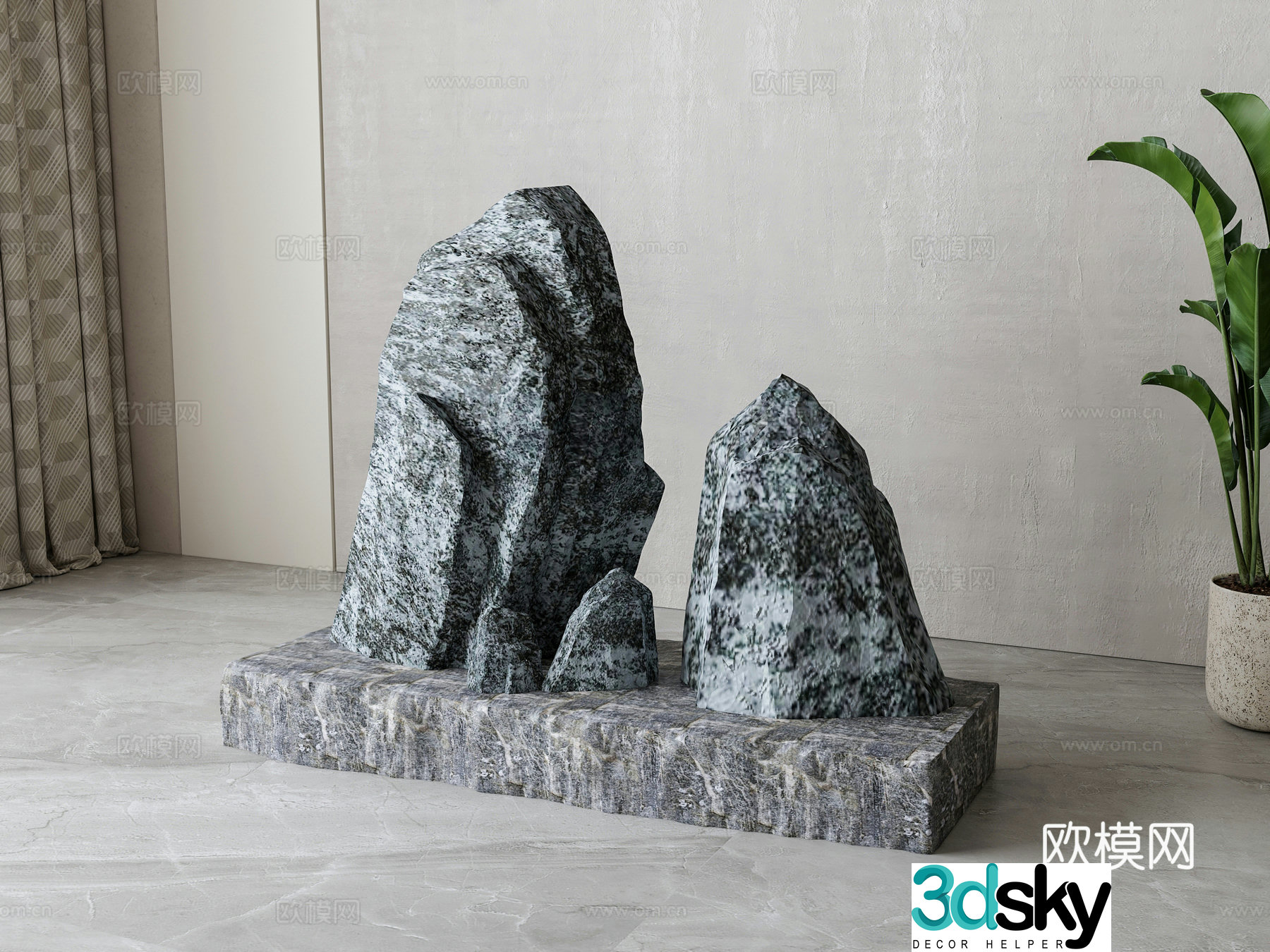 New Chinese style stone rockery 3D model