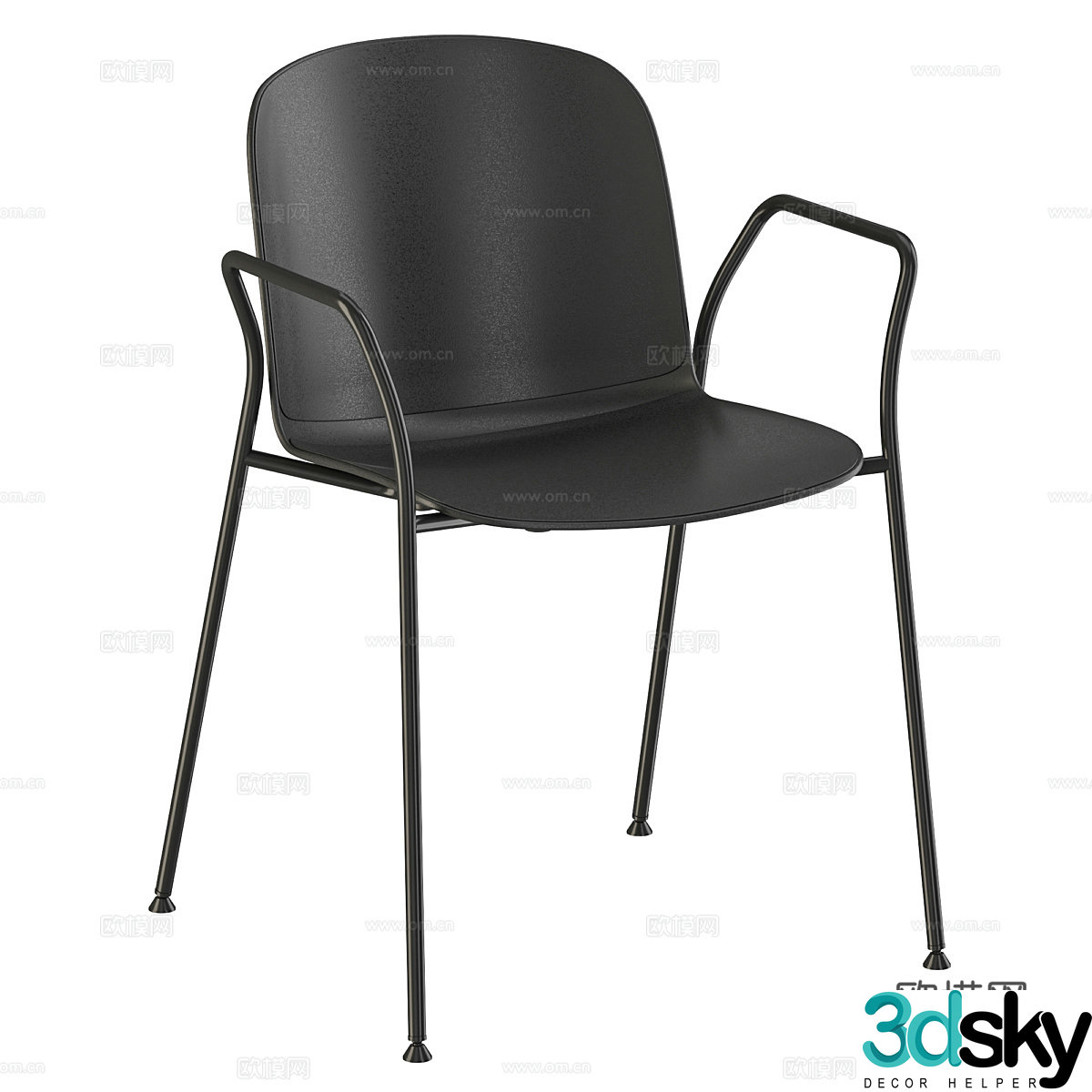 Modern Italian minimalist stainless steel leather dining chair 3d model
