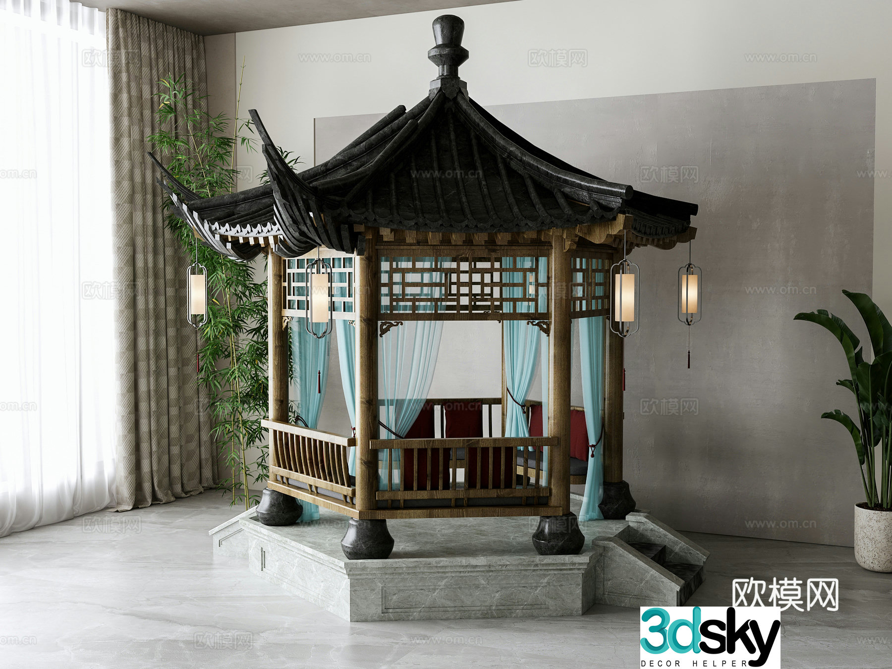 Chinese garden pavilion 3D model