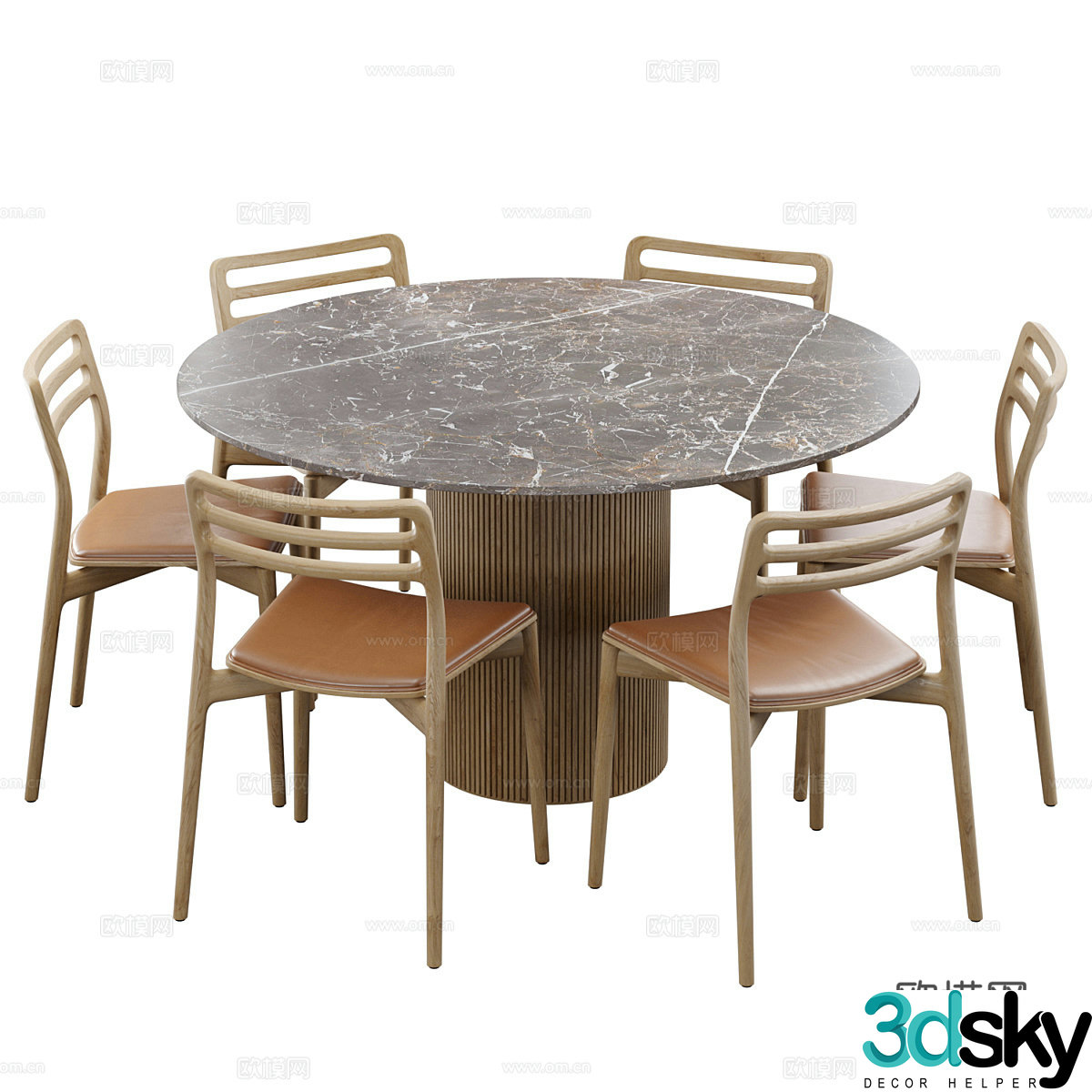 New Chinese dining table and chair 3D model