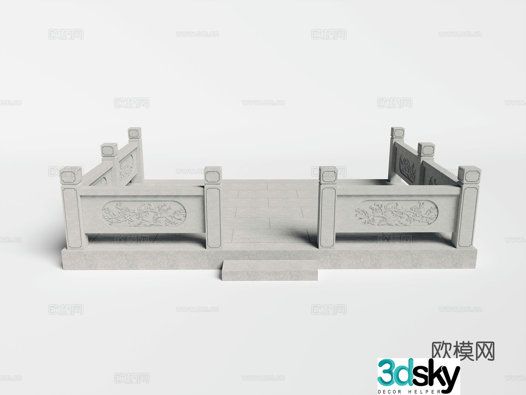 New Chinese bluestone railing 3D model