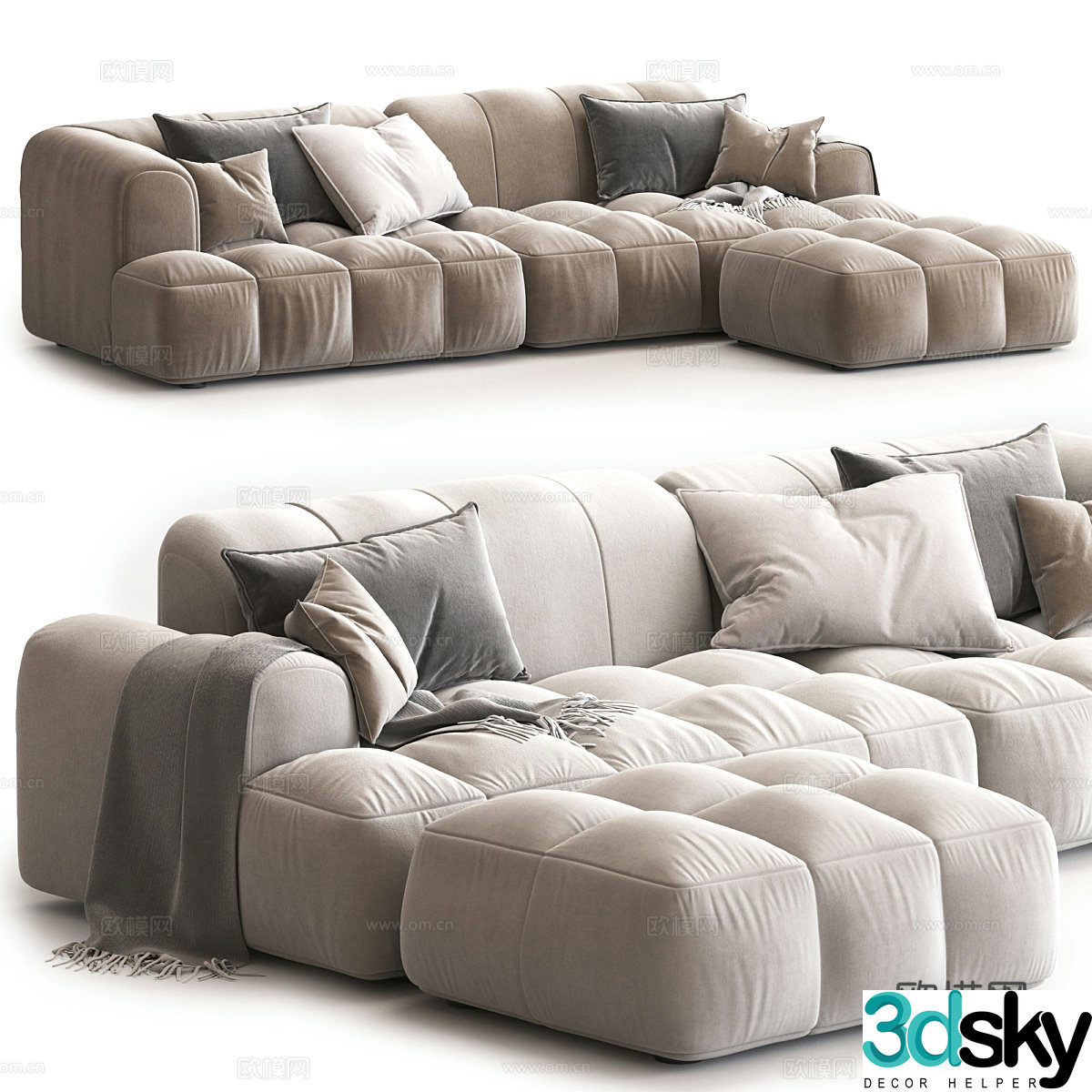 Modern Italian fabric casual sofa 3d model