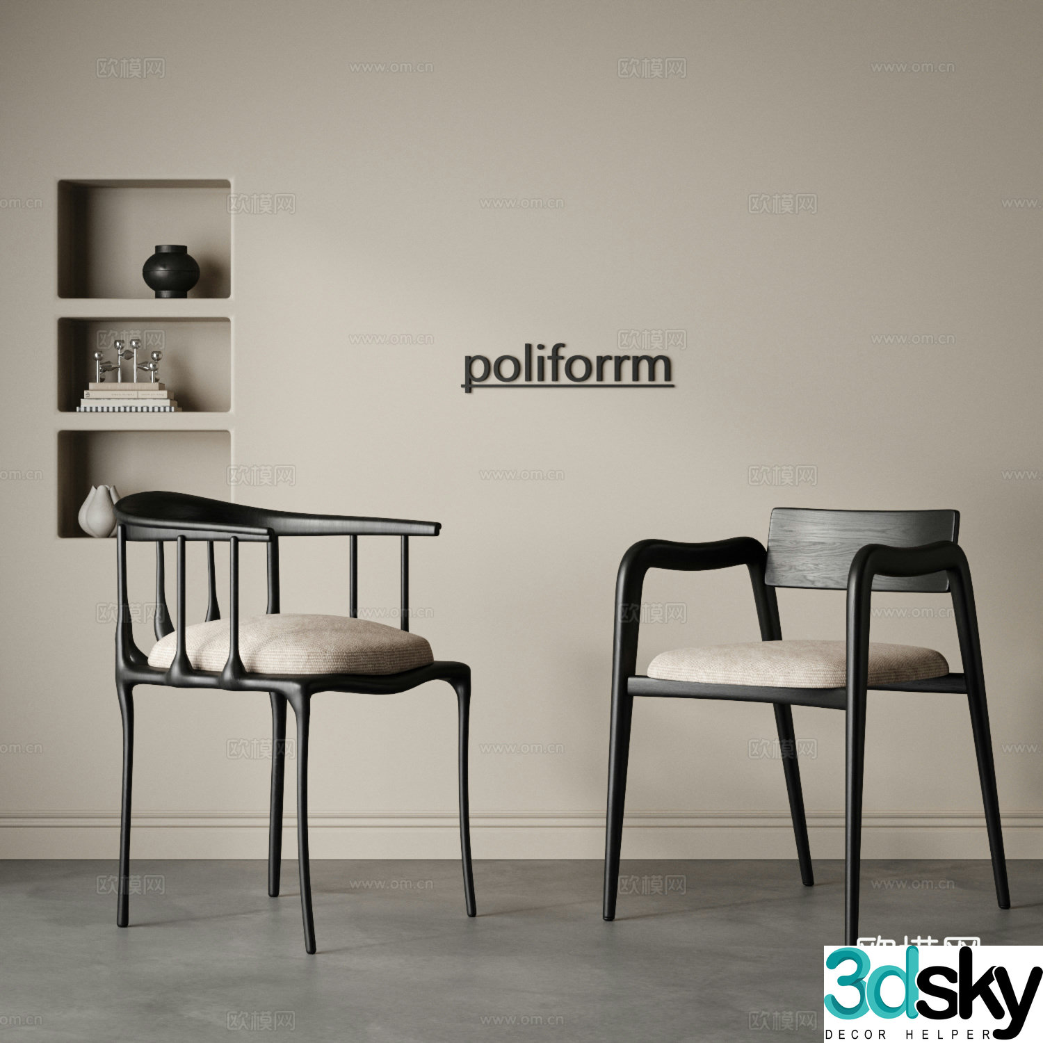 Medium style dining chair combination single chair leisure chair wooden chair book chair fabric single chair Wasabi 3d model