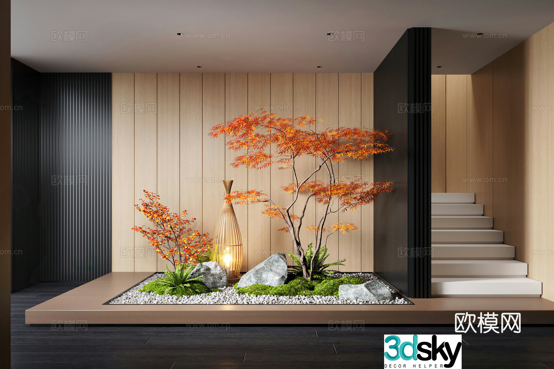 Modern interior landscape landscaping moss landscape landscape sketch plant landscape landscape stone 3d model