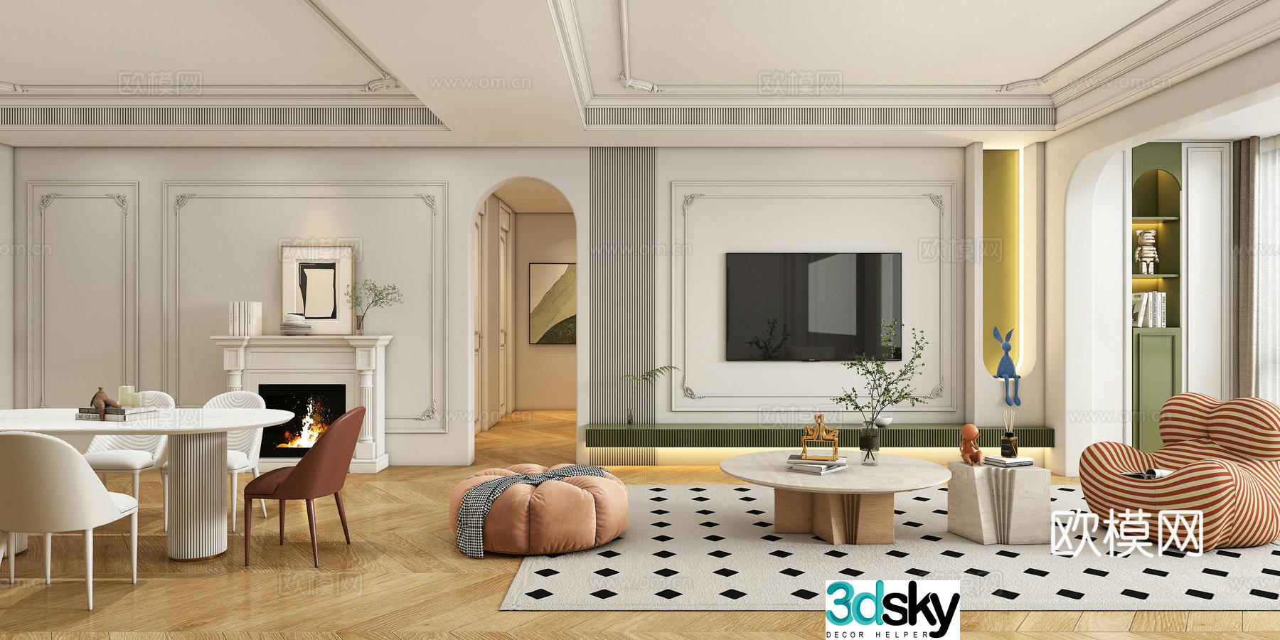 French living room 3d model