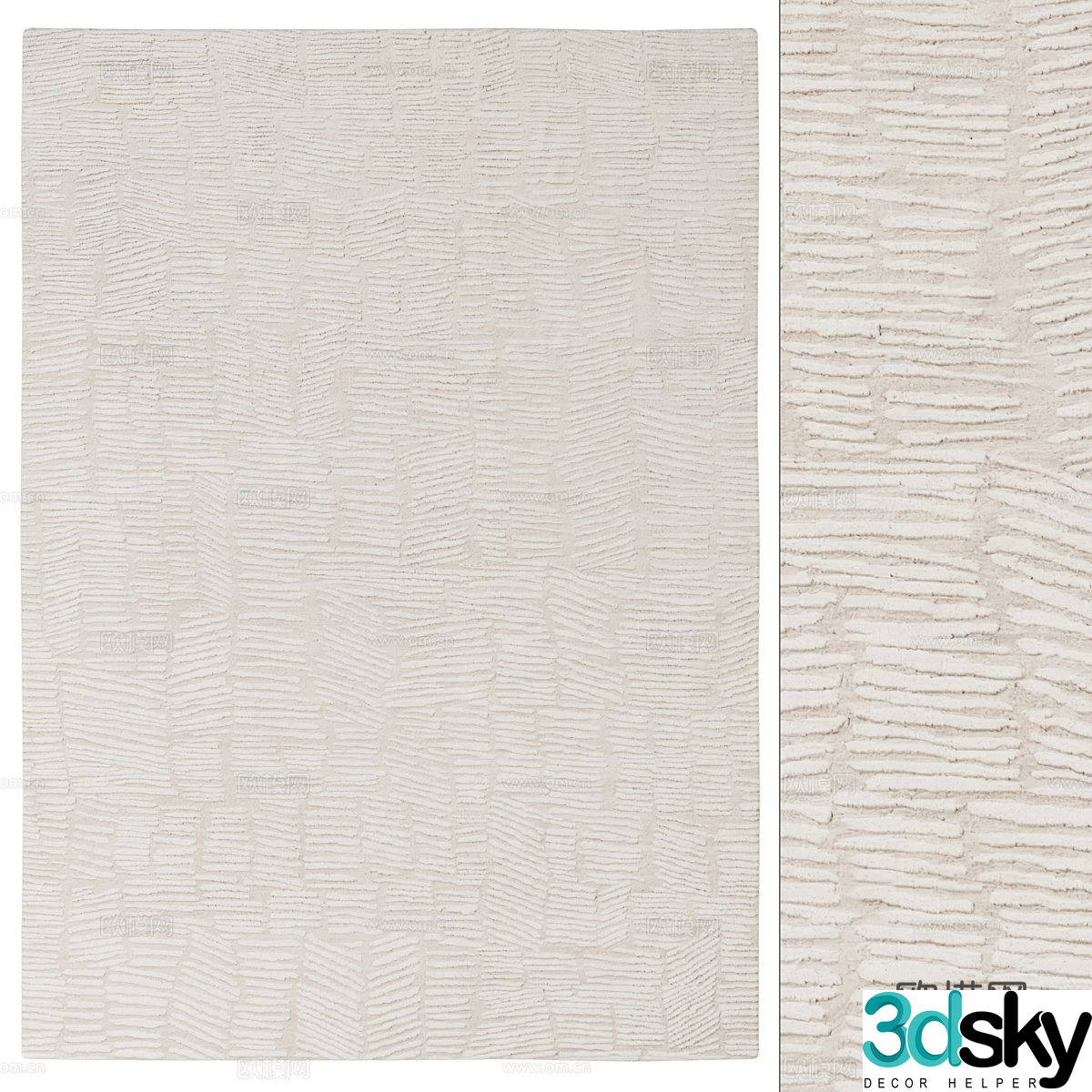 New Chinese beige wool carpet 3D model