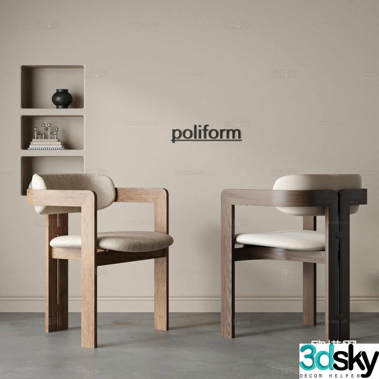 Modern single chair combination medieval dining chair wooden chair writing chair armchair leisure chair 3d model