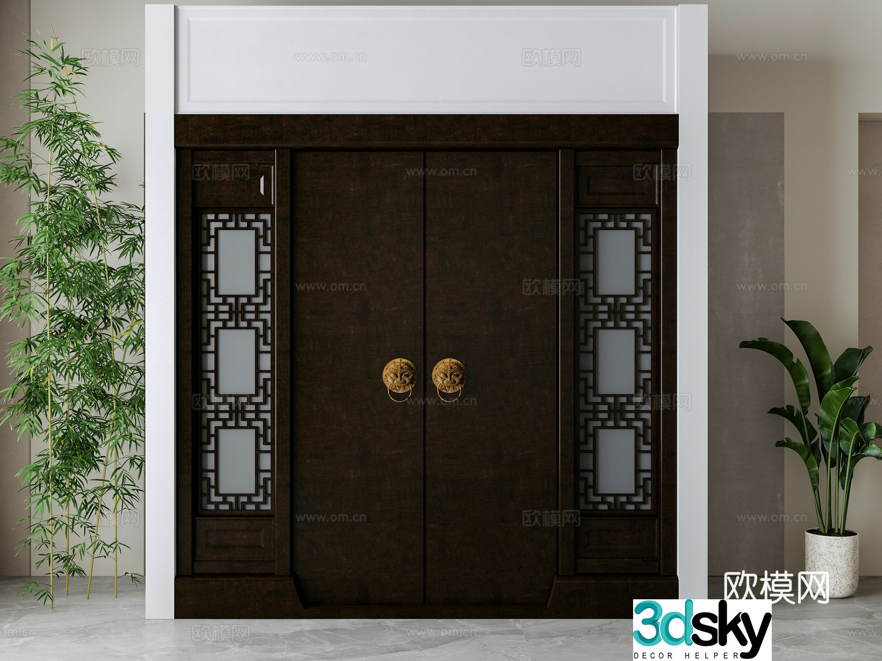 New Chinese double door 3D model