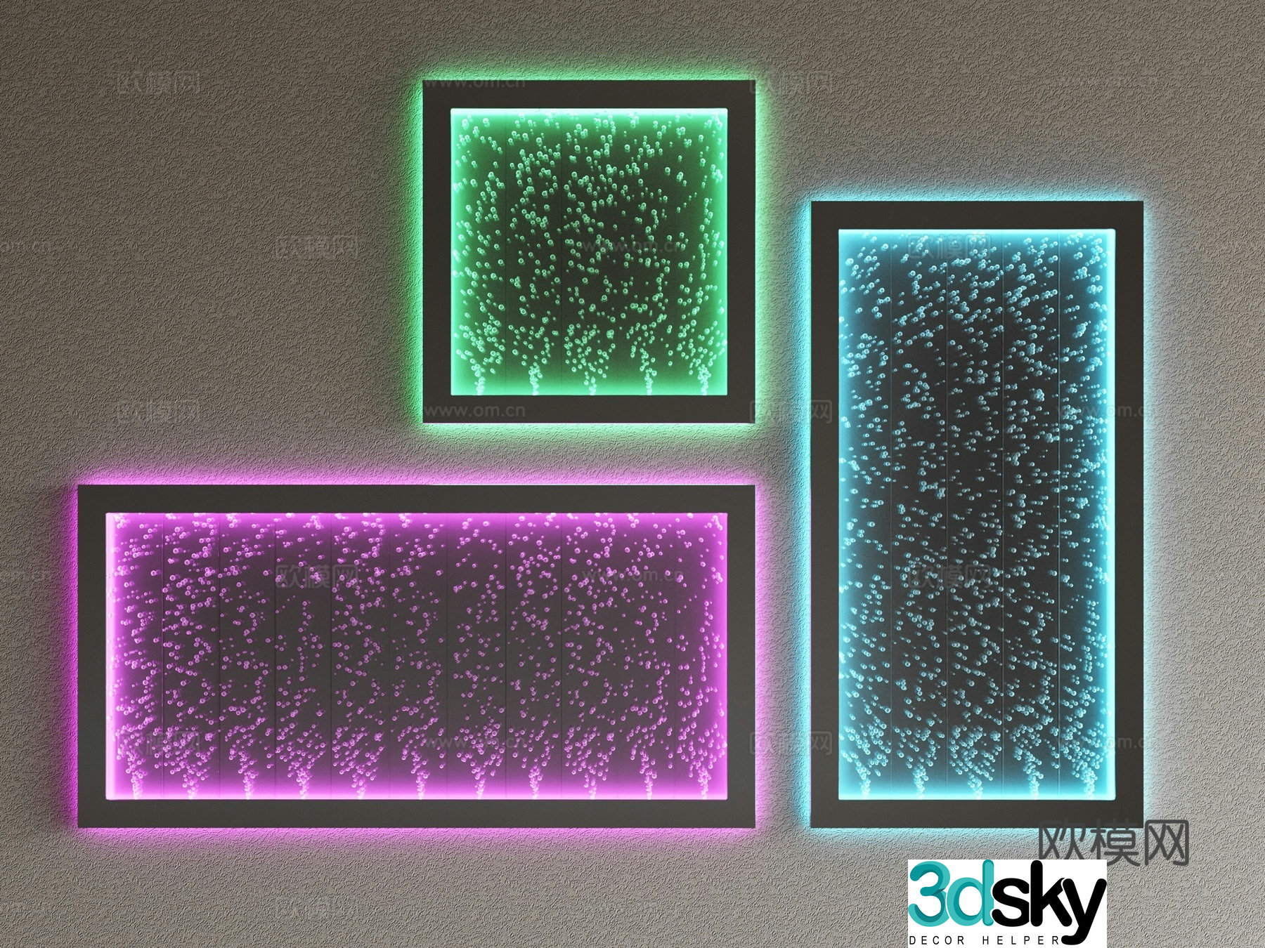 Bubble board light curtain aquarium 3d model