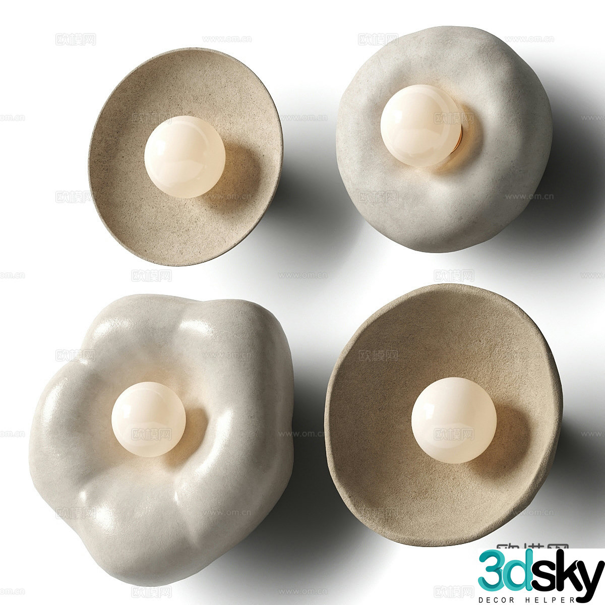 New Chinese style Wasabi pottery wall light 3D model