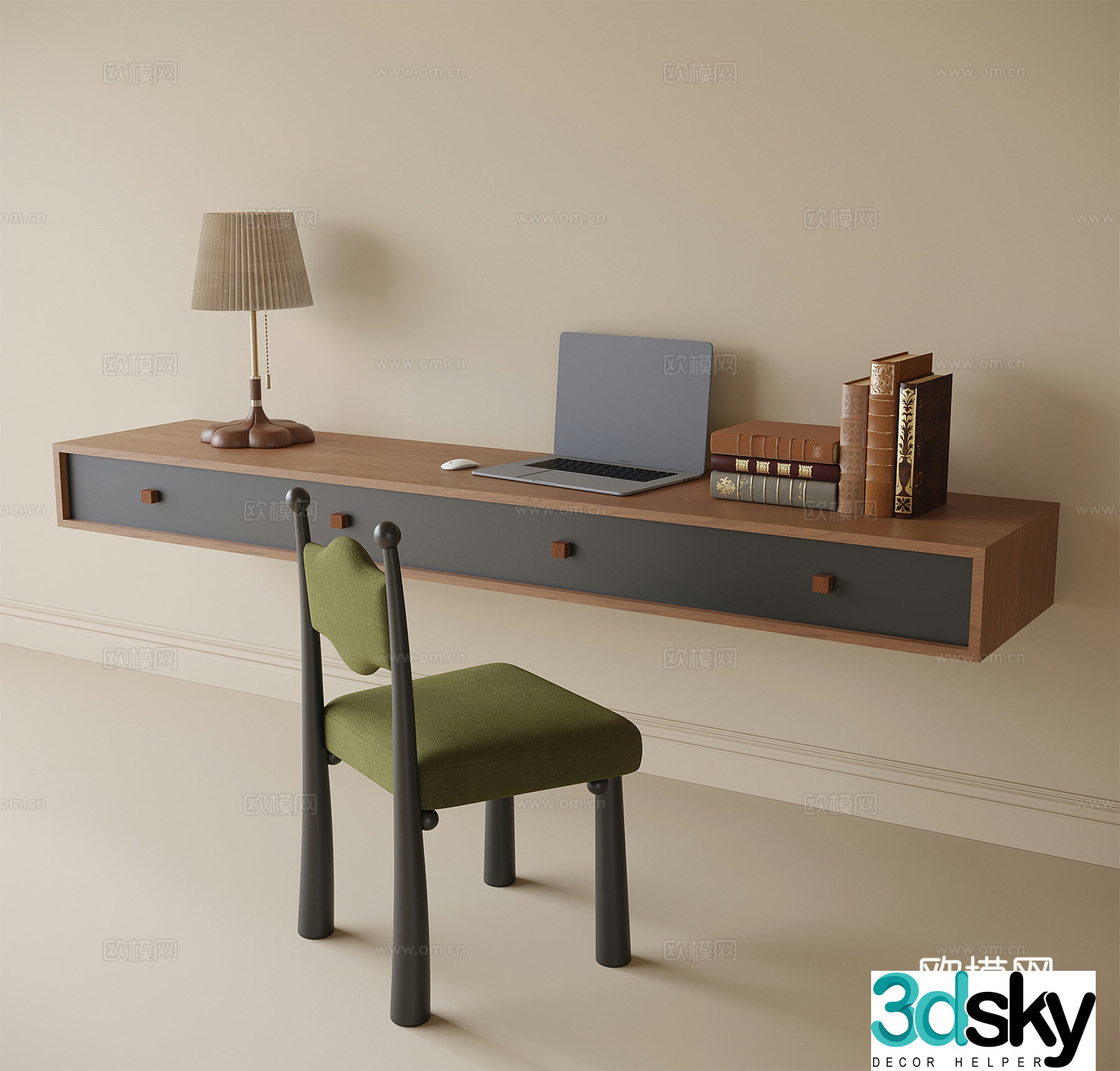 Modern desk and chair 3d model