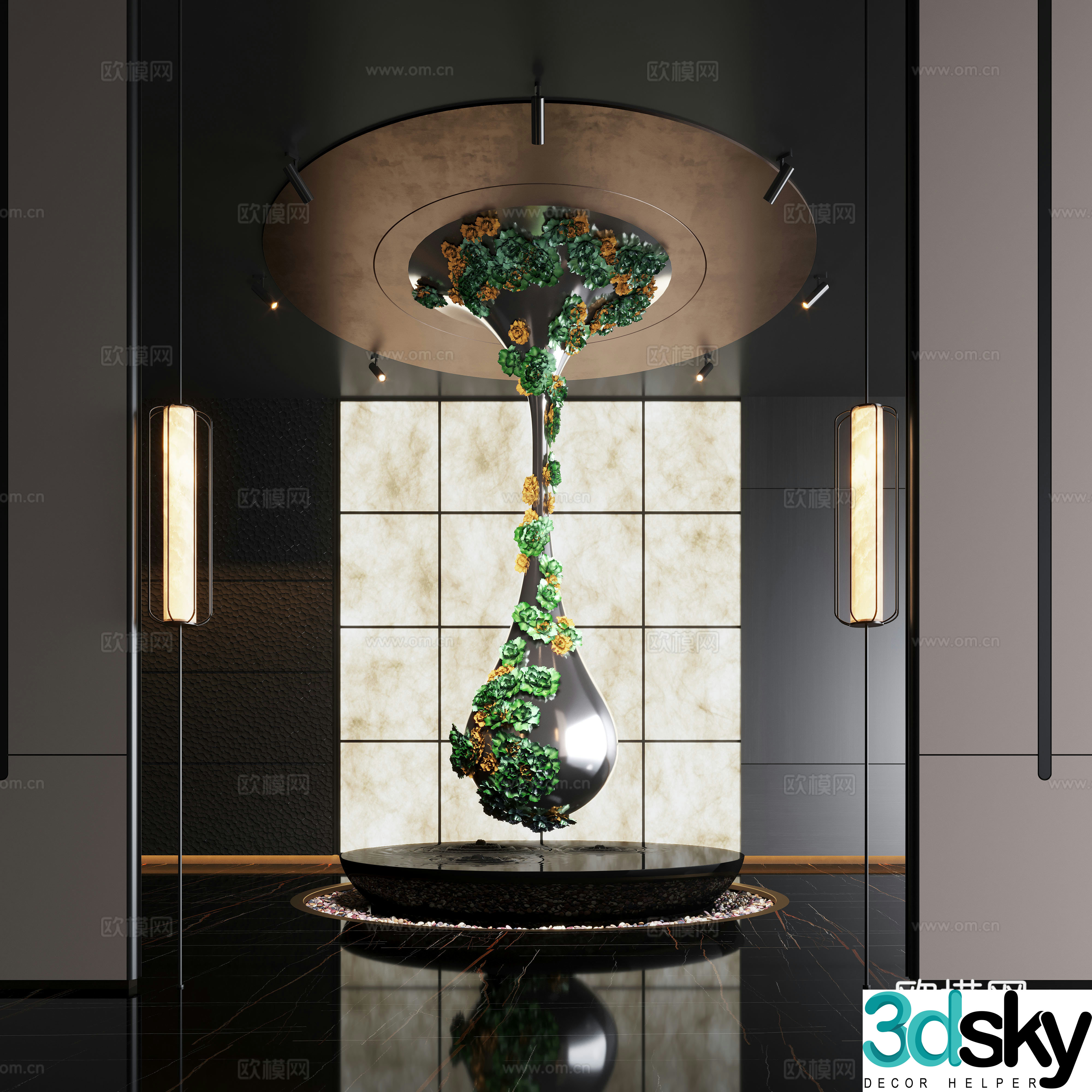 Modern art installations upside down device stainless steel installations stainless steel sculptures 3D model