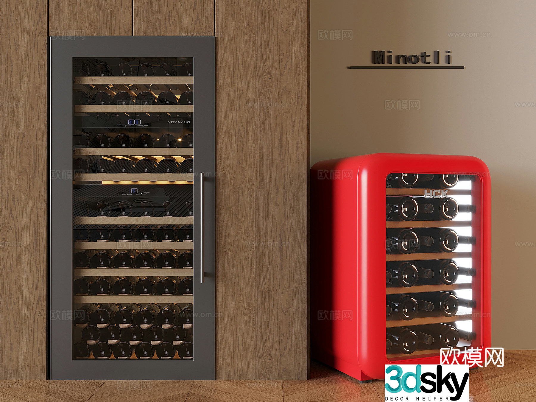 Seamless embedded red wine cabinet finished constant temperature red wine cabinet glass wine cabinet 3D model
