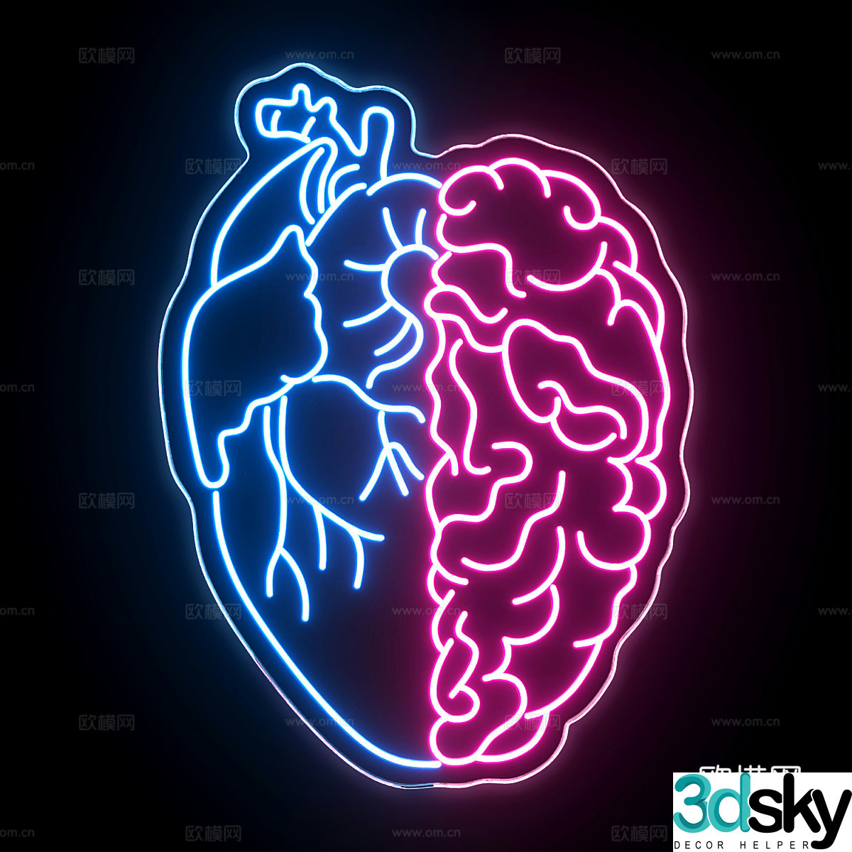 Modern neon light 3d model