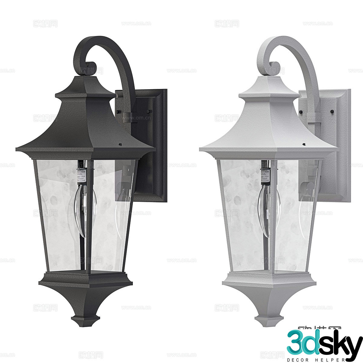 New Chinese style outdoor courtyard wall light 3D model