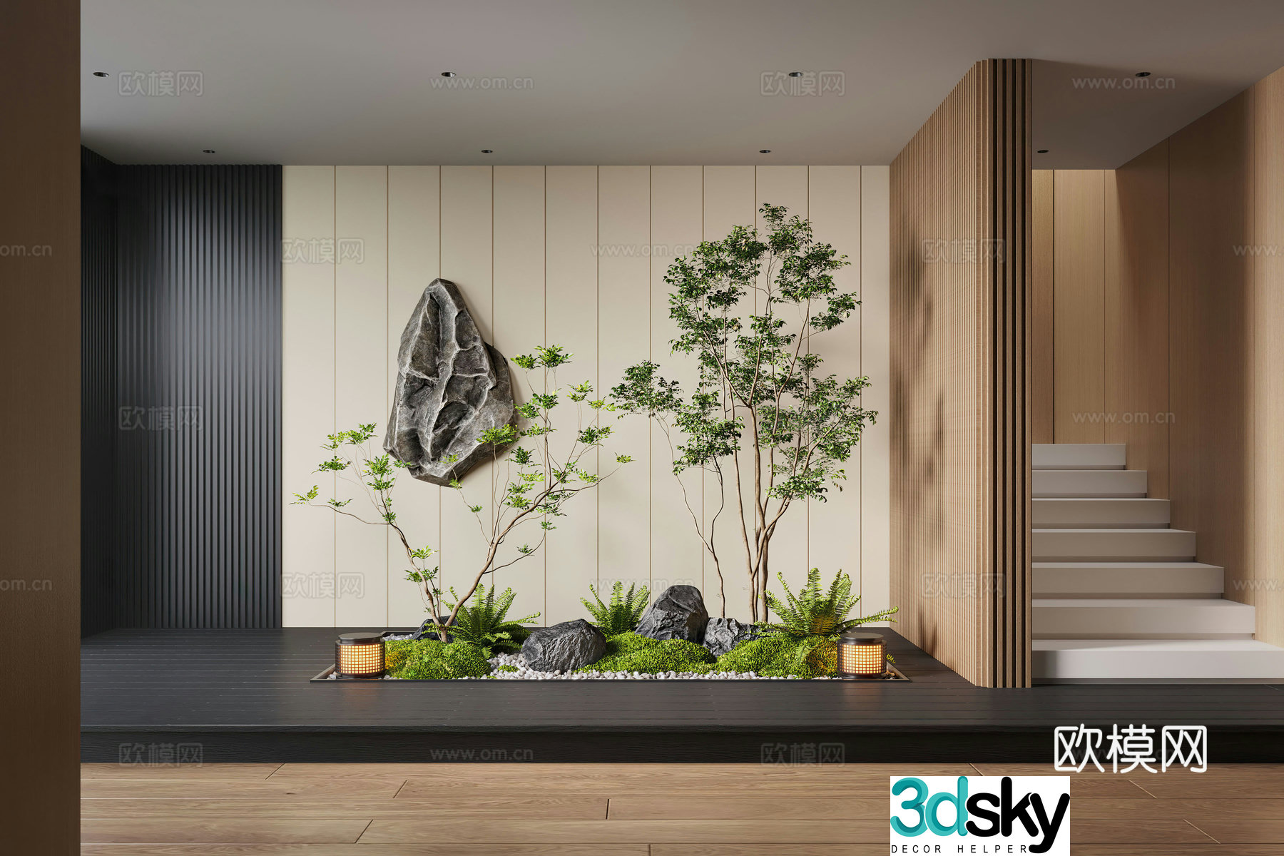 Modern interior landscape landscaping moss landscape landscape sketch plant landscape landscape stone 3d model