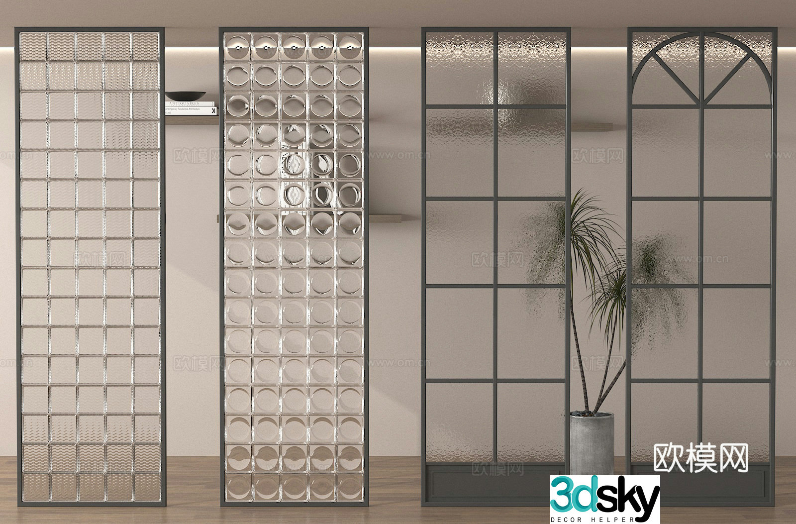 Glass partition glass screen 3d model