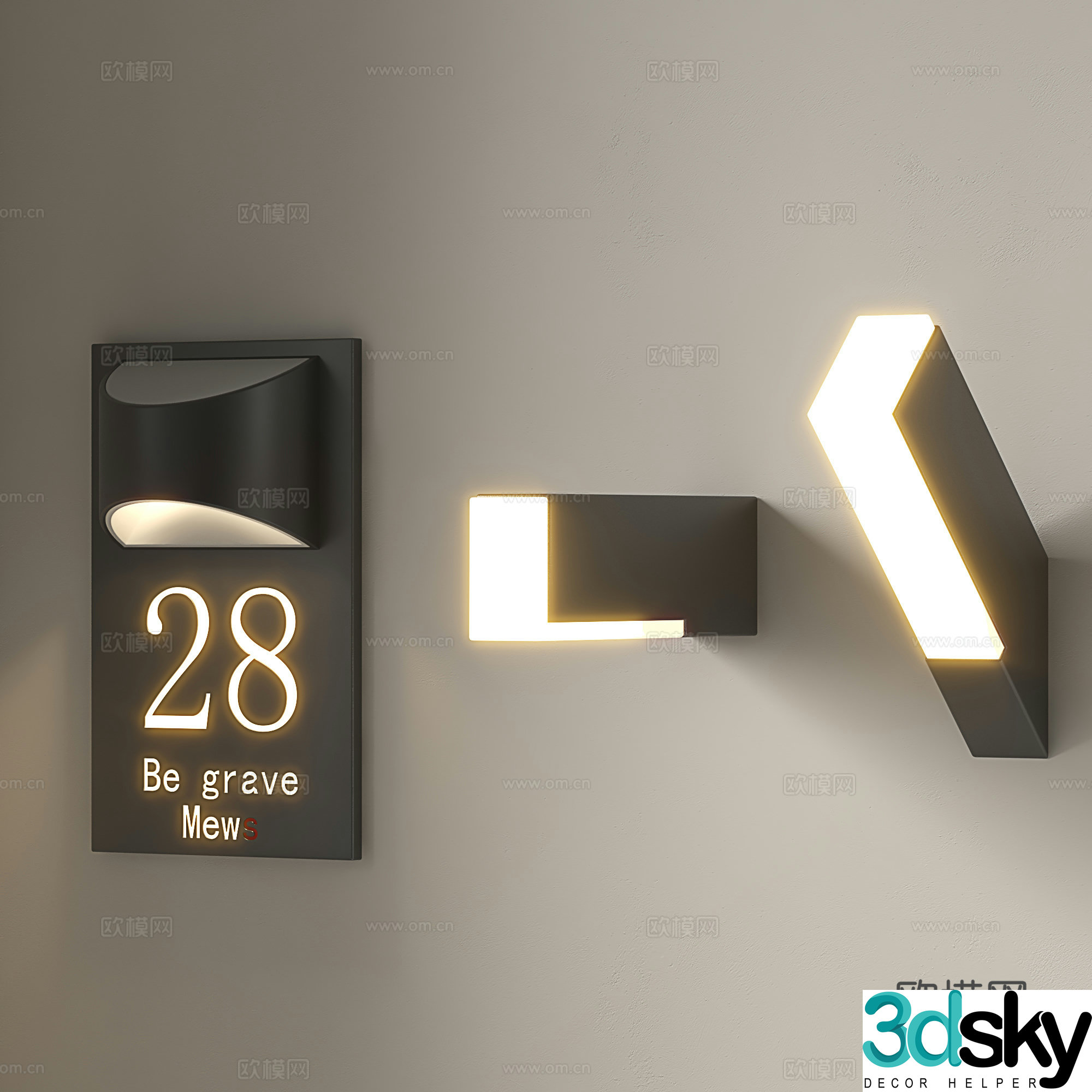 Modern outdoor wall lights door sign wall lights outdoor wall lights courtyard wall lights 3D model