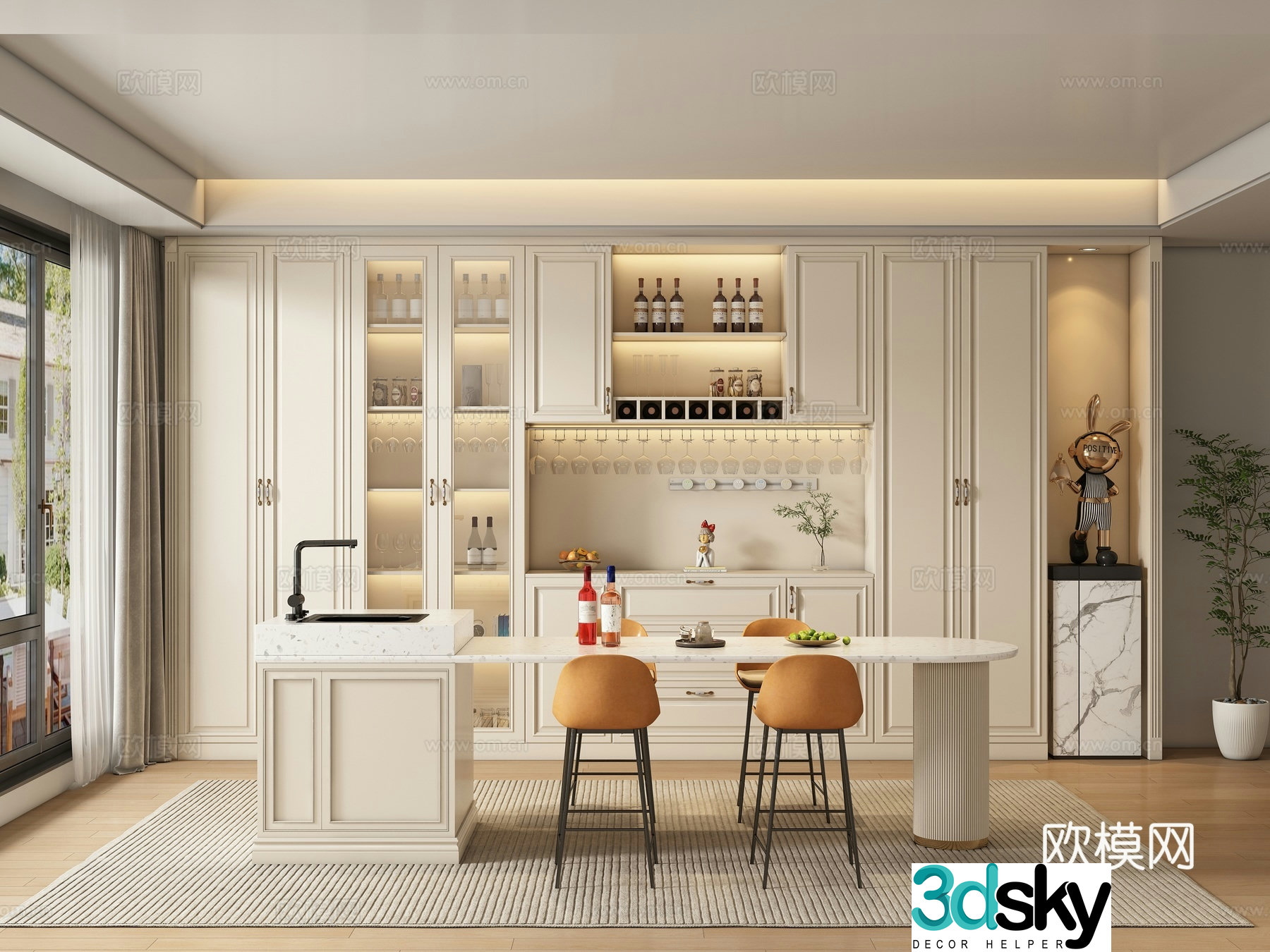 Modern island restaurant 3d model