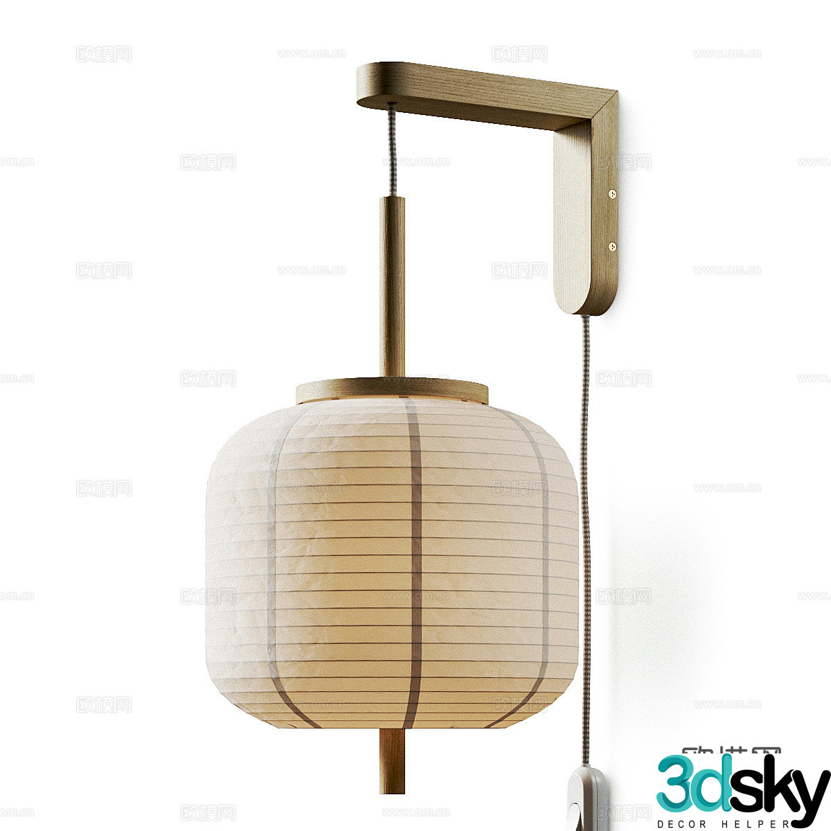 New Chinese lantern wall lamp paper lantern 3d model