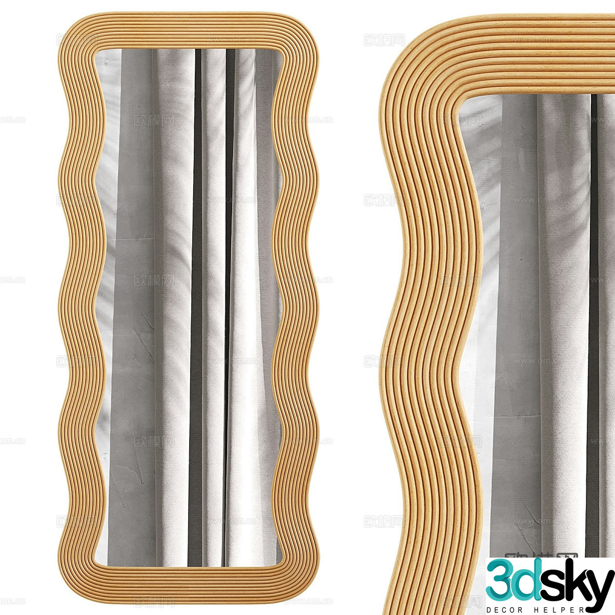Modern cream style decorative mirror 3d model