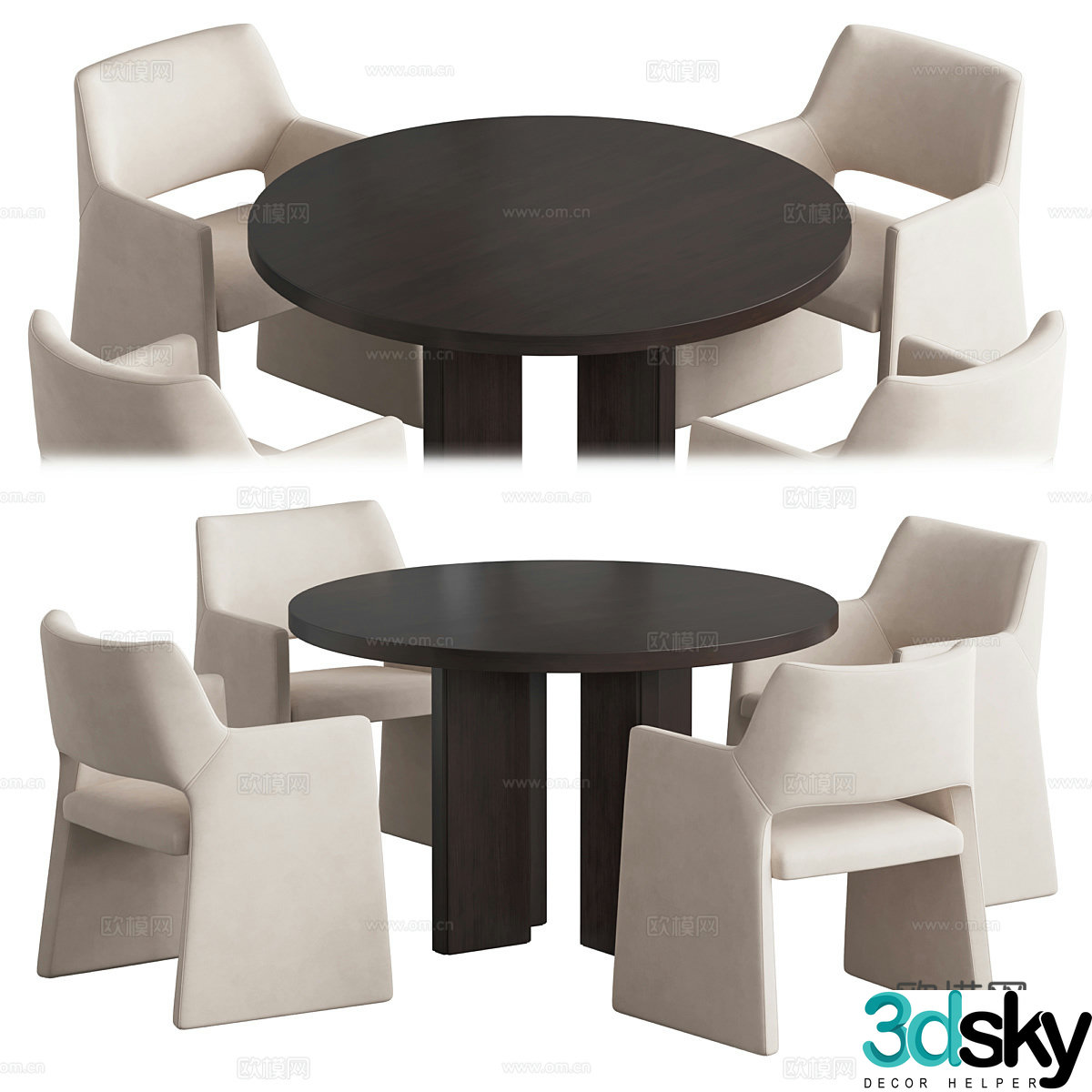 Dining table and chair combination 3D model