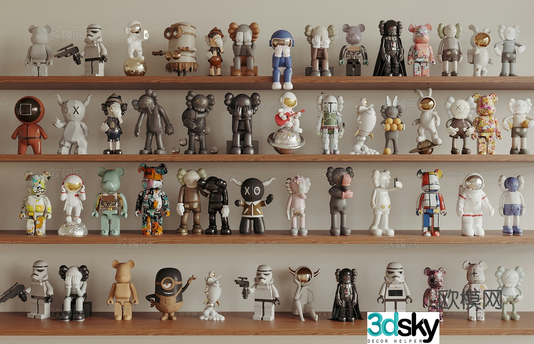 Modern sculpture ornaments kaws trendy toys dolls violent bear cartoon ornaments doll figure 3d model