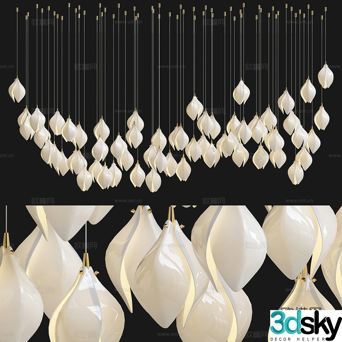 New Chinese light luxury craft chandelier 3D model