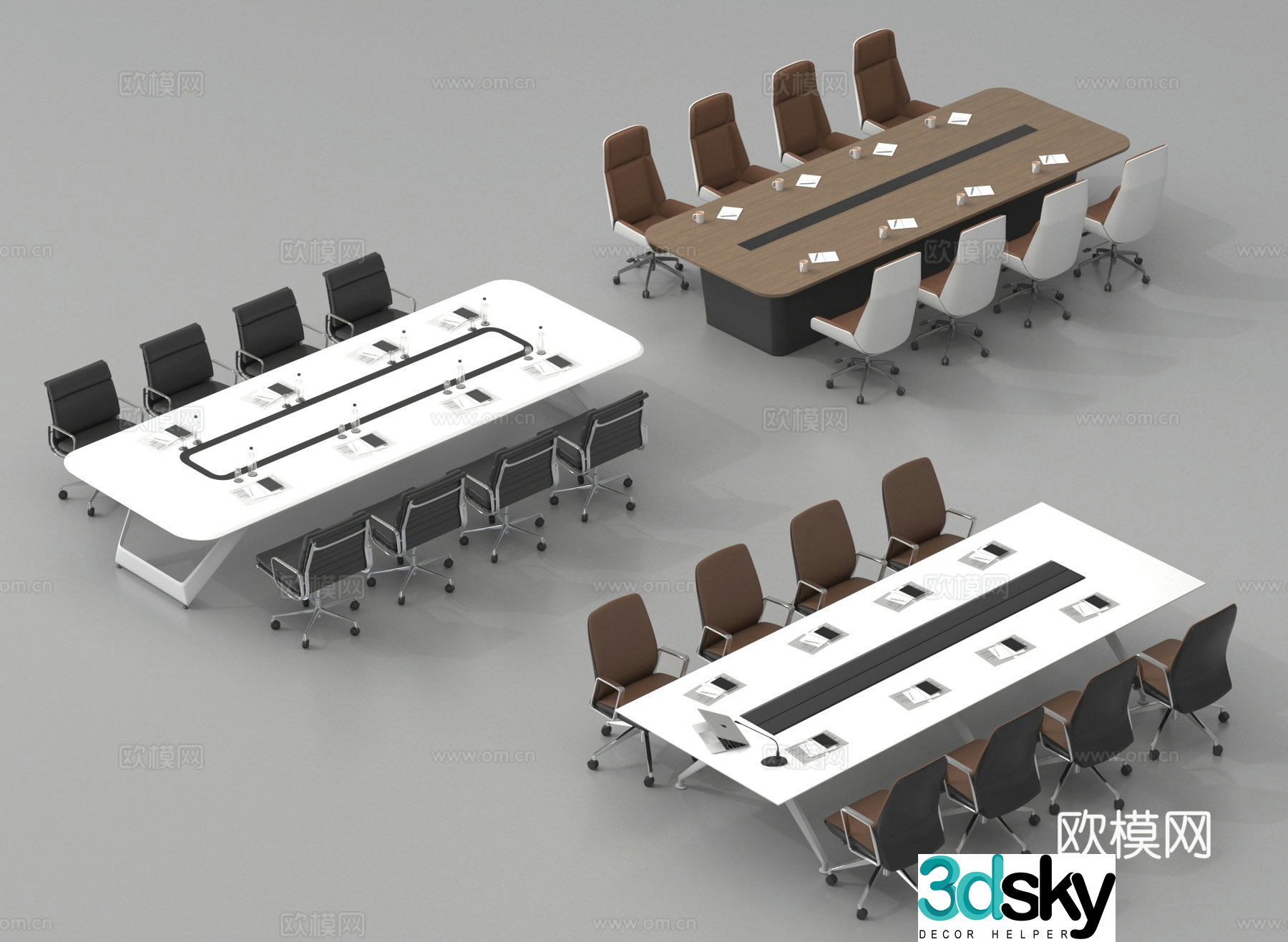 Conference table and chairs Conference table Conference table Office chair 3d model