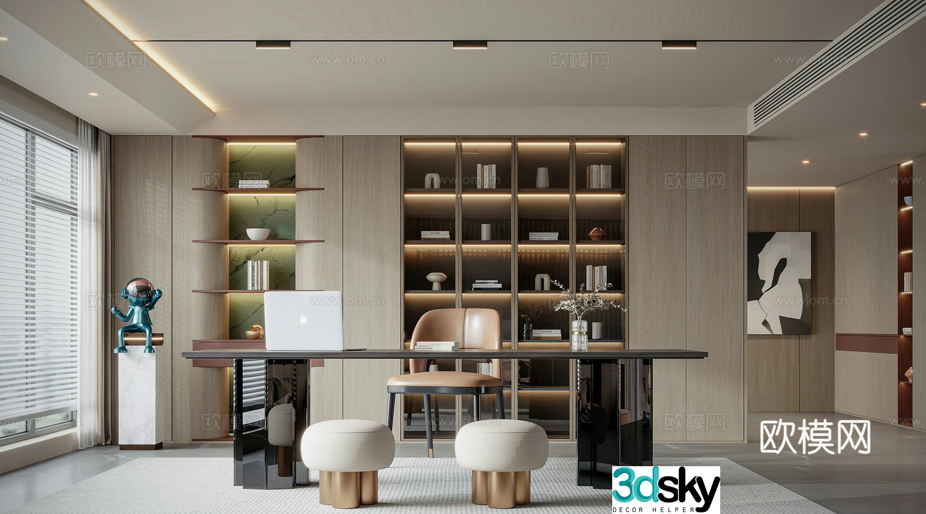 Modern home study 3d model