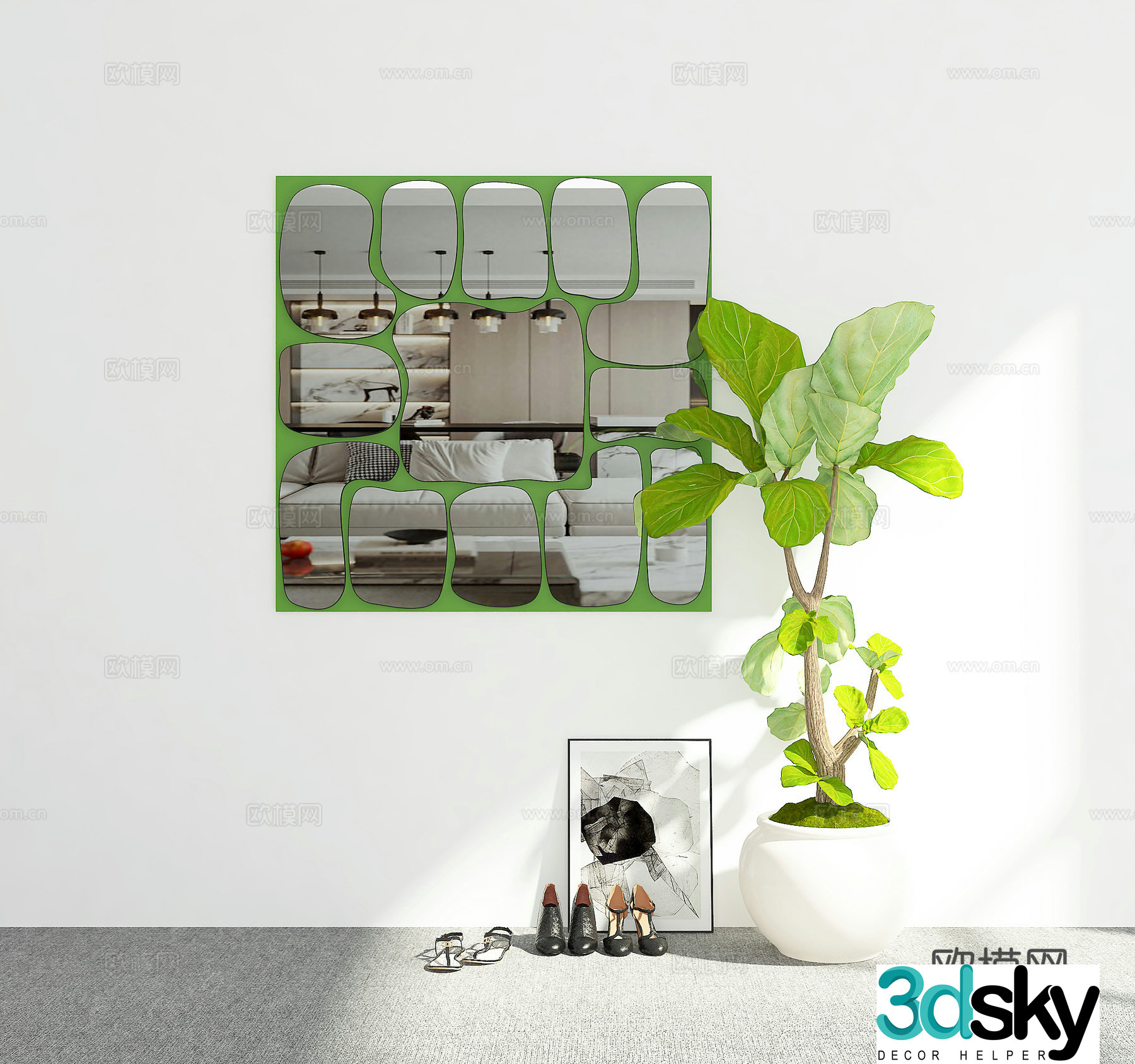 Modern decorative mirror 3d model