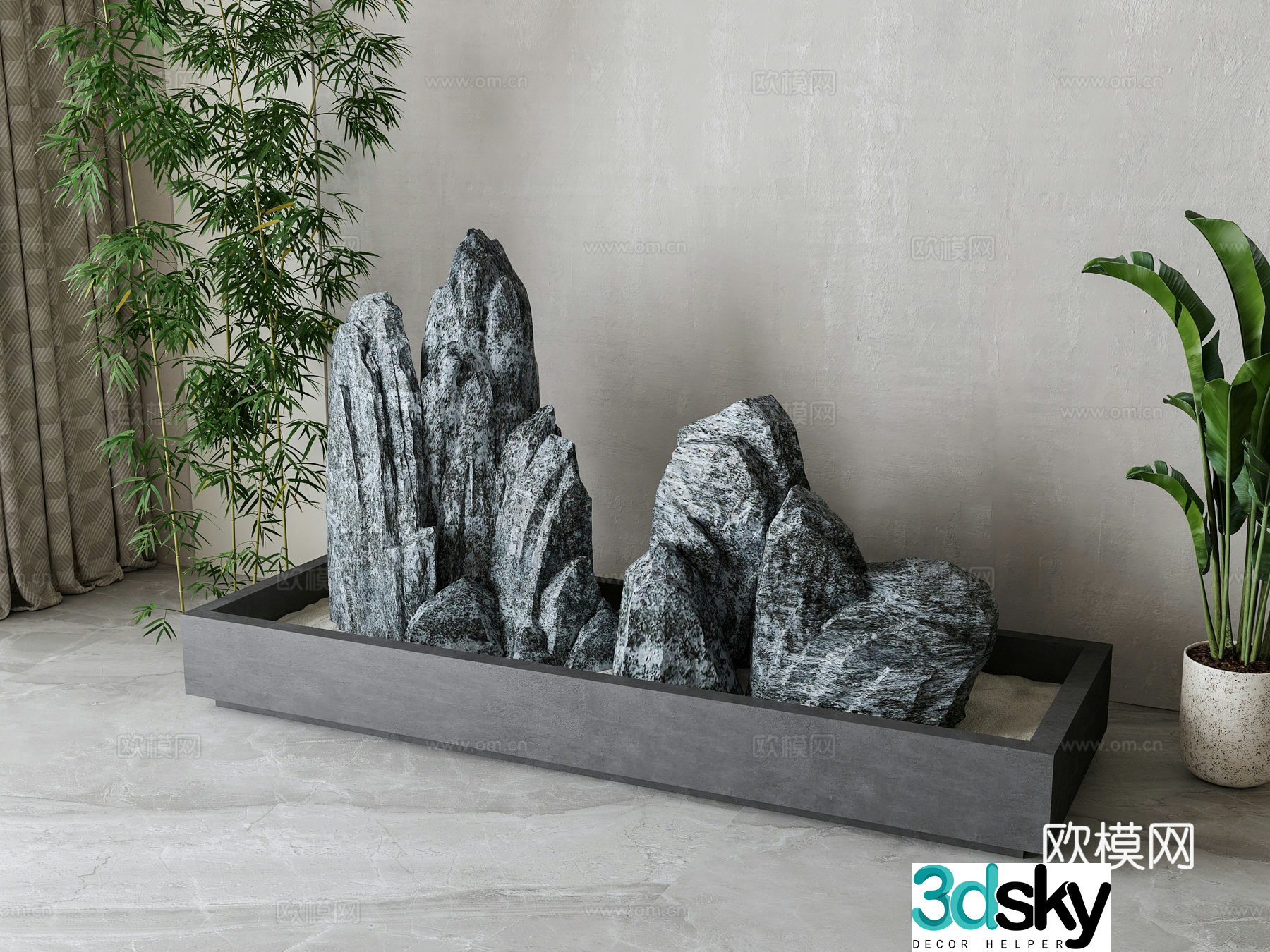 New Chinese style stone rockery 3D model