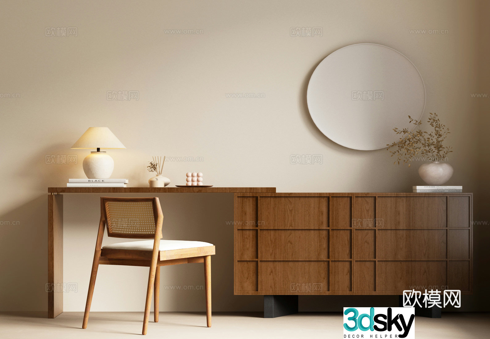 Modern medieval dressing table medieval style dressing cabinet medieval style dressing table 3D model