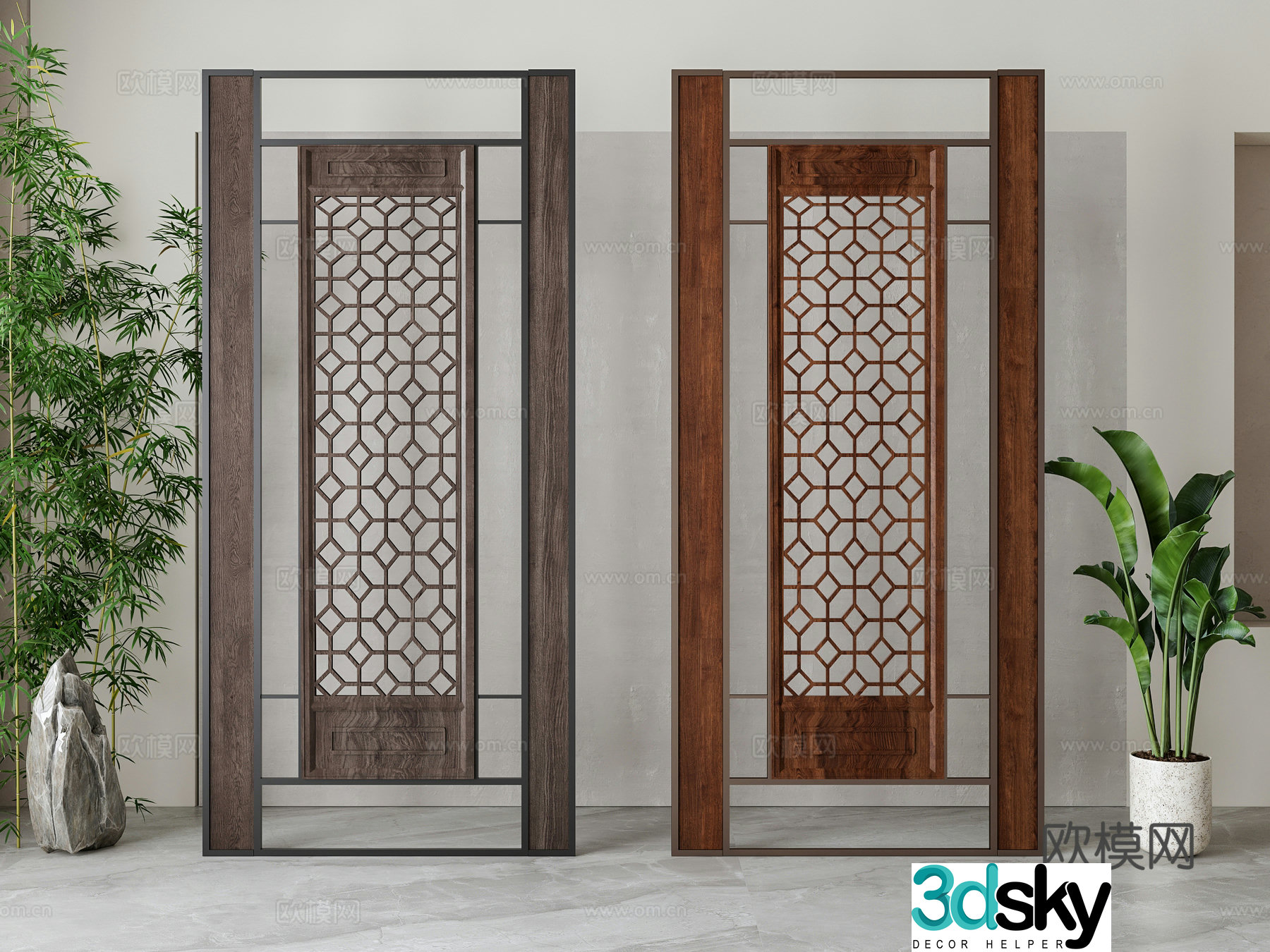 New Chinese-style screen partition 3D model