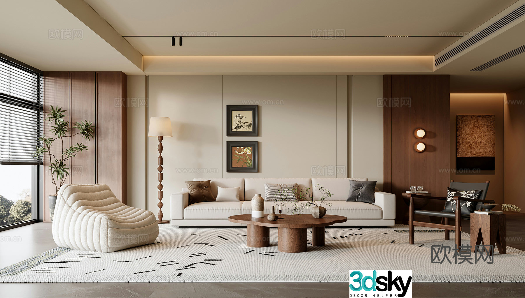 Middle-aged living room 3d model