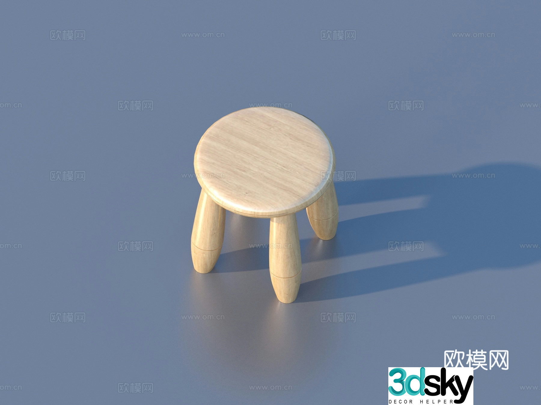 Stool Solid Wood Stool 3D Model