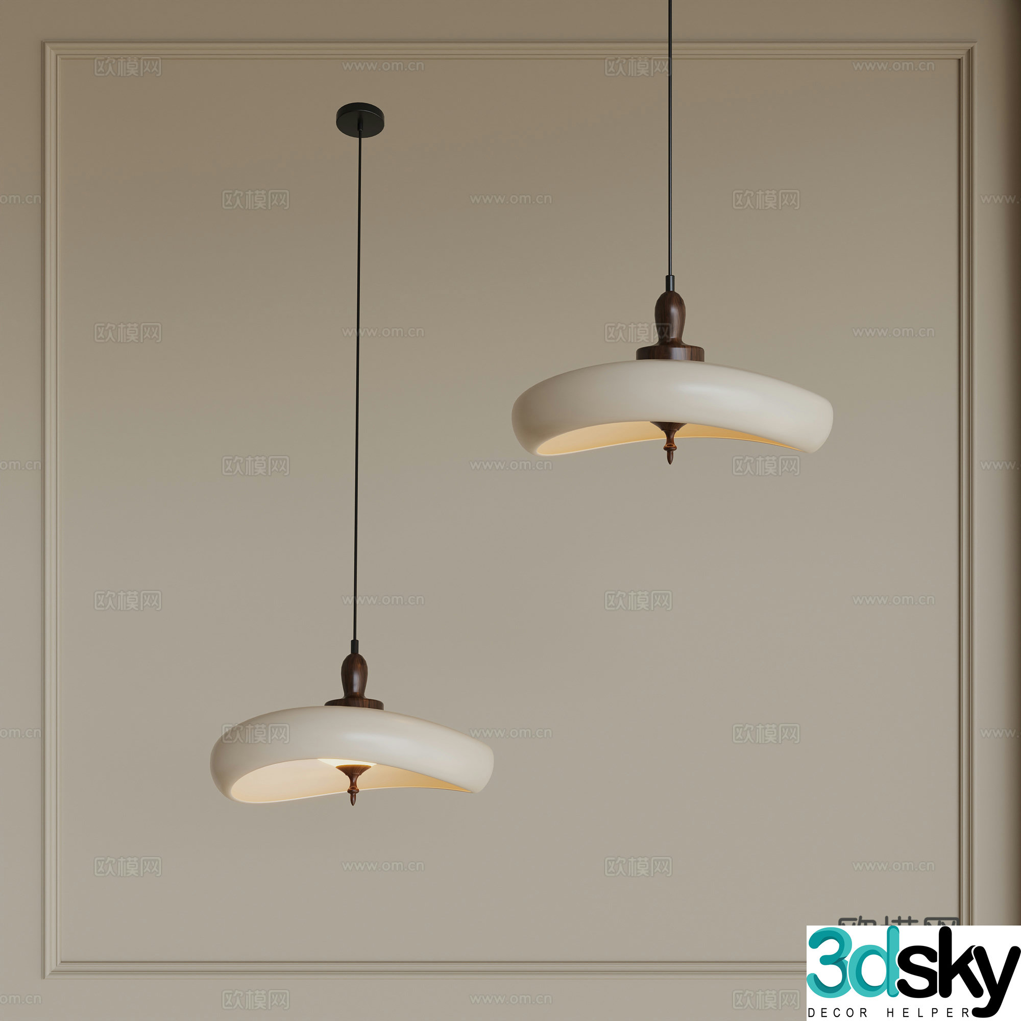 Beixi hat chandelier medieval cream style 3d model