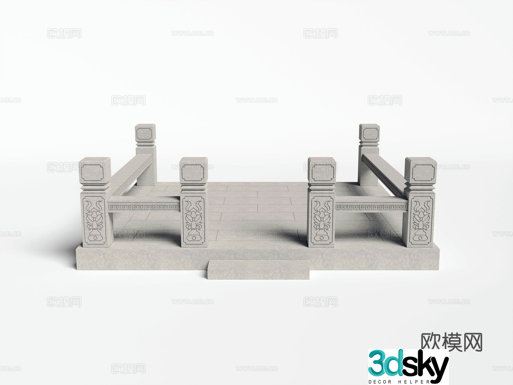 New Chinese bluestone railing 3D model