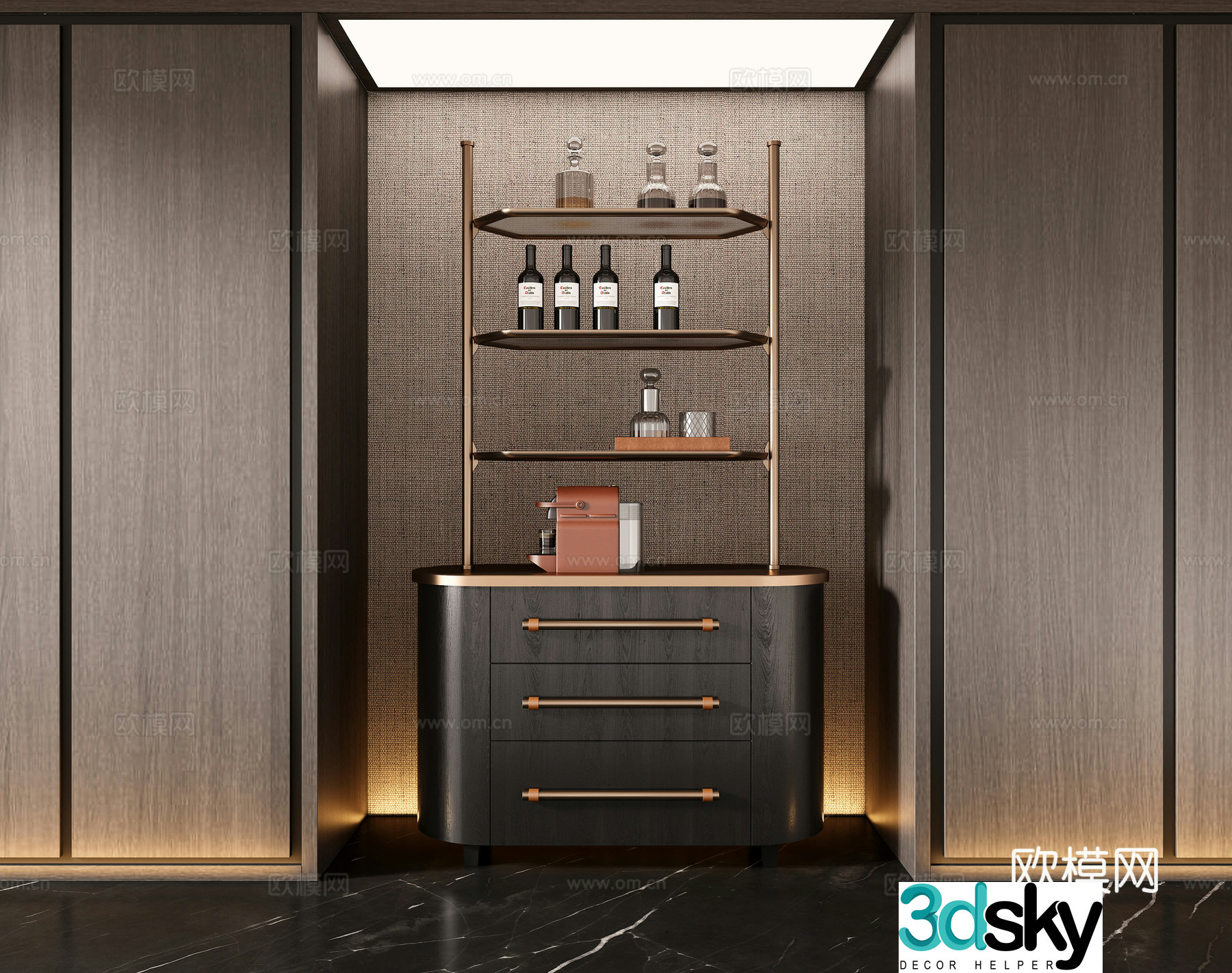 Modern light luxury wine cabinet 3D model