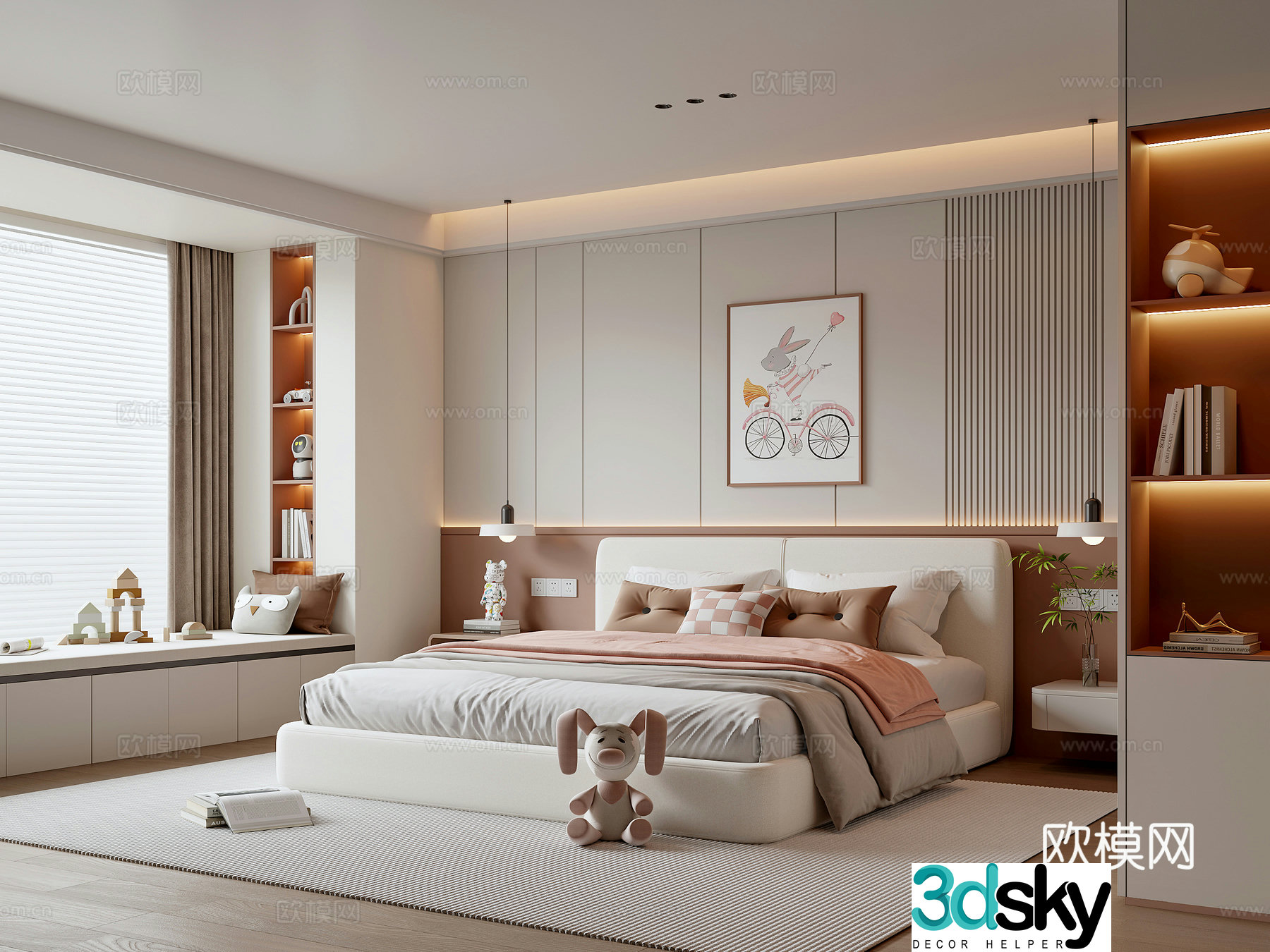 Modern children’s room girl’s room 3d model