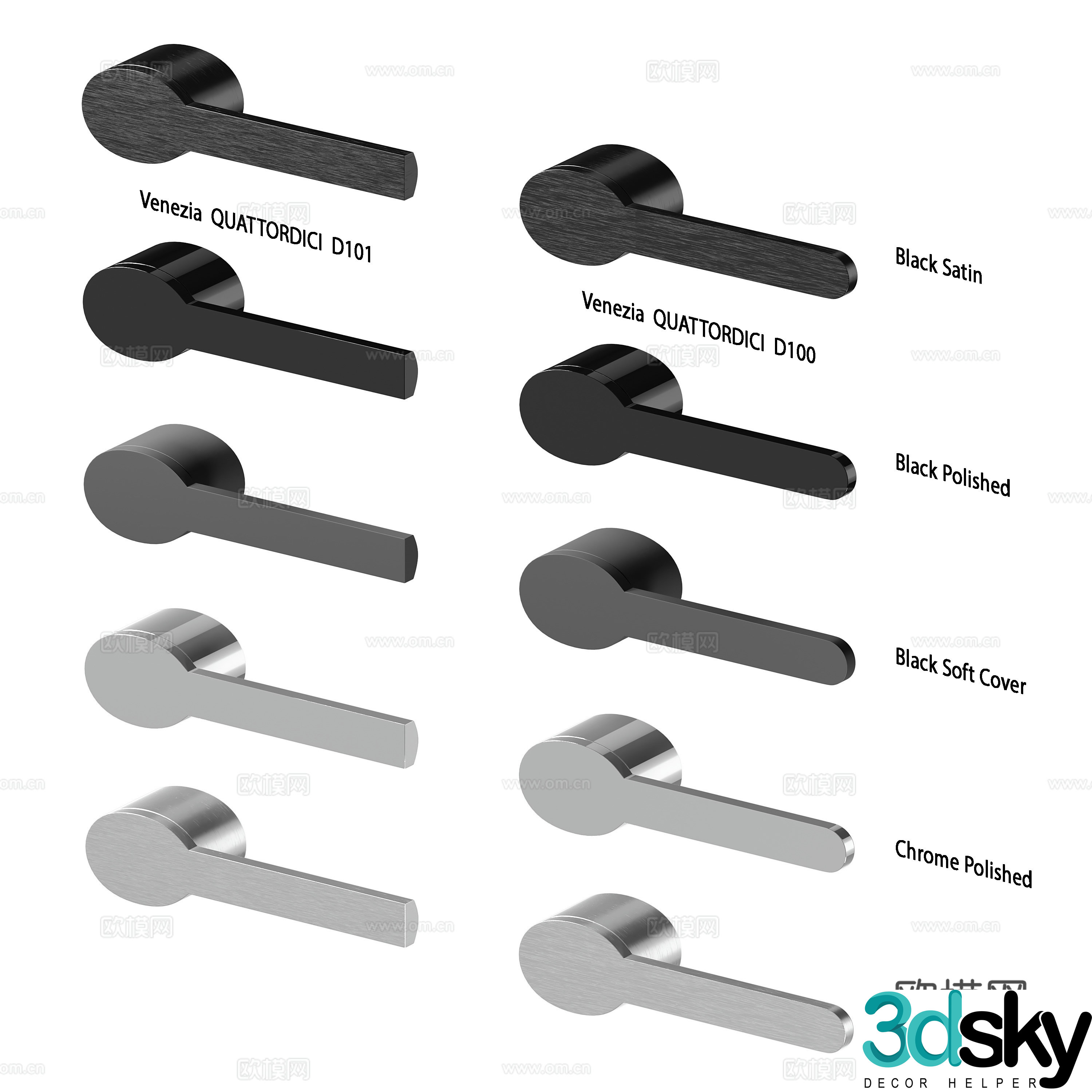 Modern minimalist door lock lock door handle 3d model